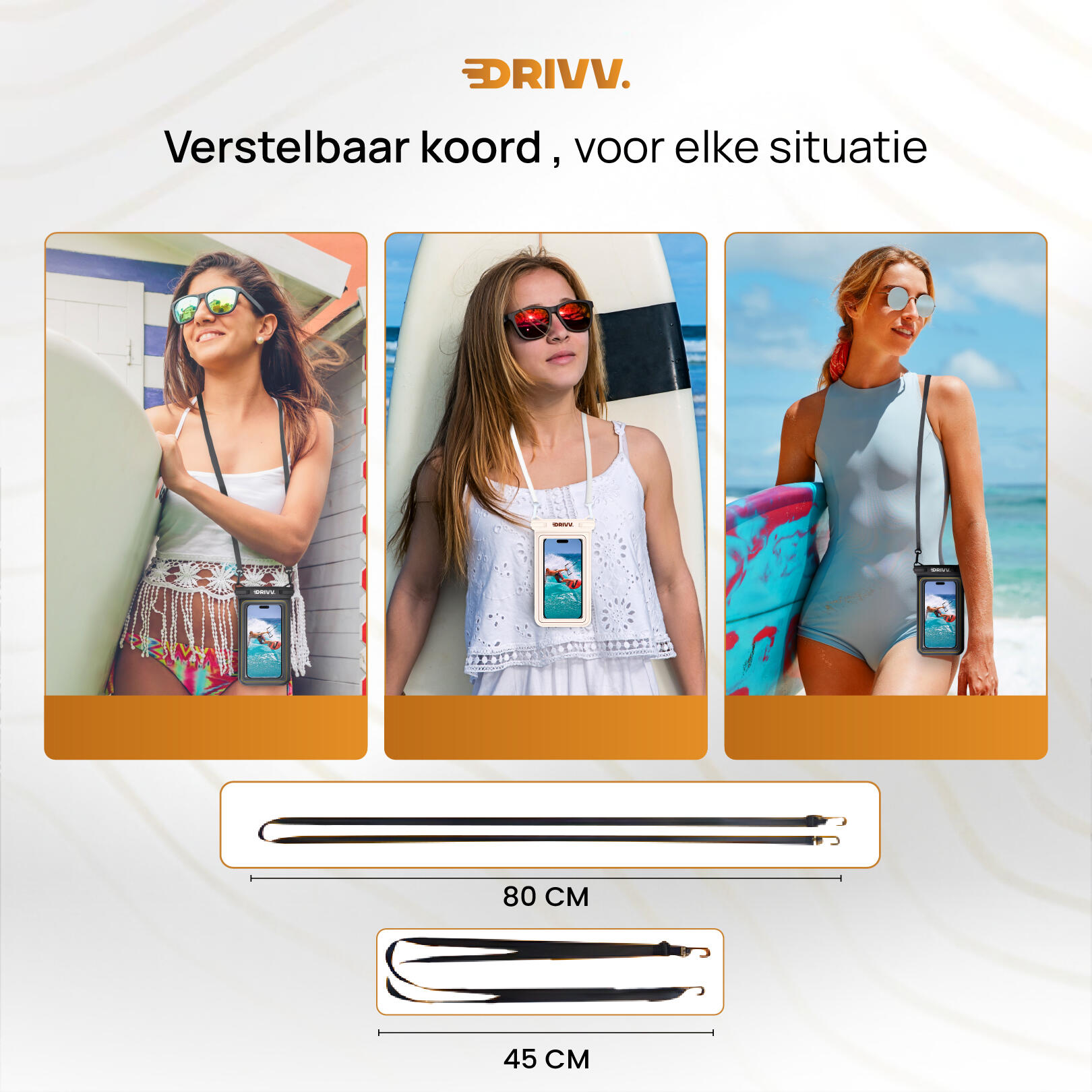Waterdicht Telefoonhoesje - Set van 2 - Drijvend - Onderwater - Zwart & Beige 4/5