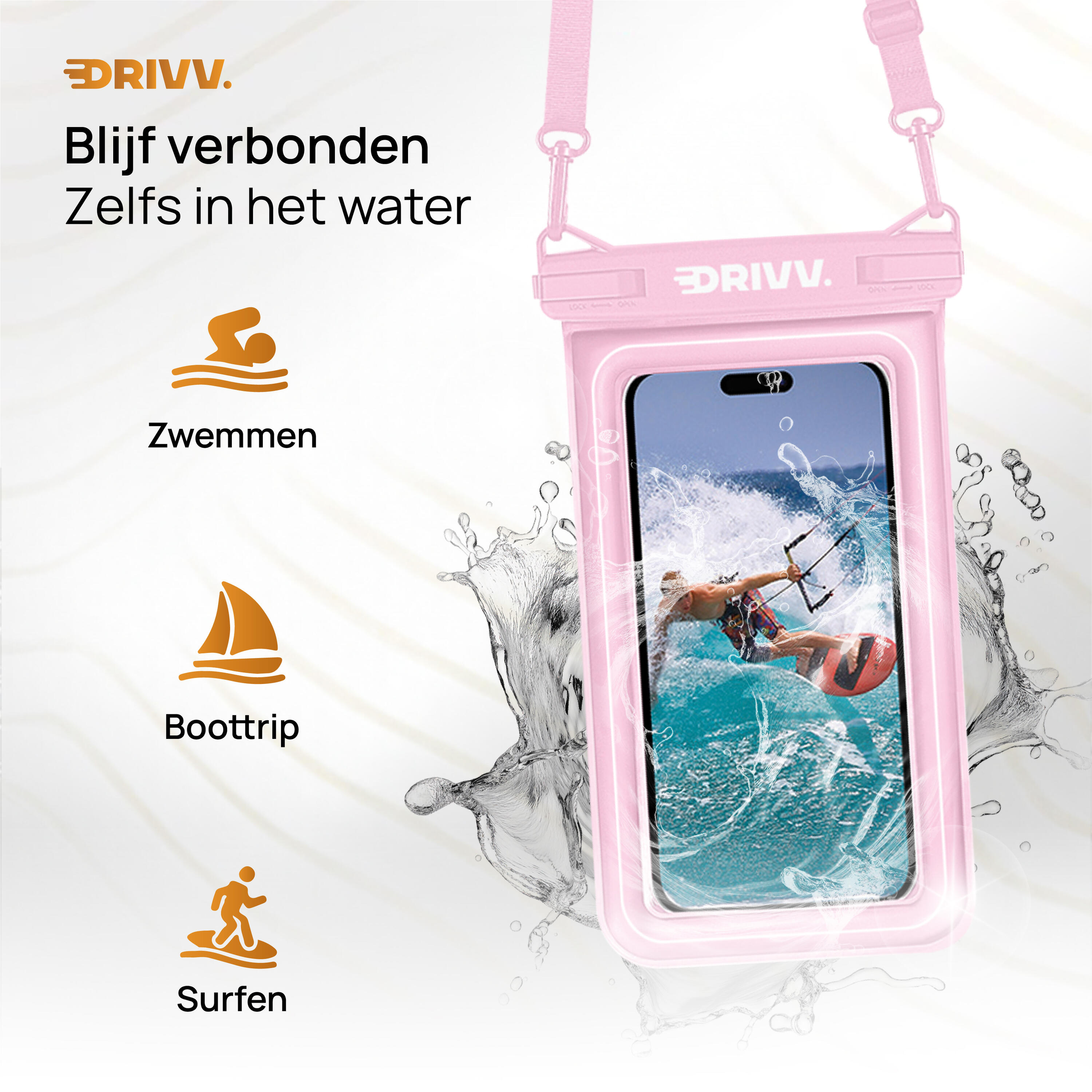 Waterdicht Telefoonhoesje - Drijvend 6.8 inch - Onderwater Hoesje - Roze 2/7