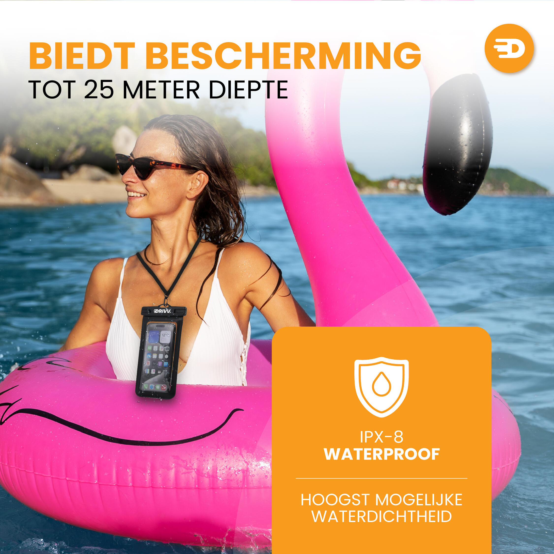 Waterdicht Telefoonhoesje - Set van 2 - Onderwater Hoesje - Zwart 5/7