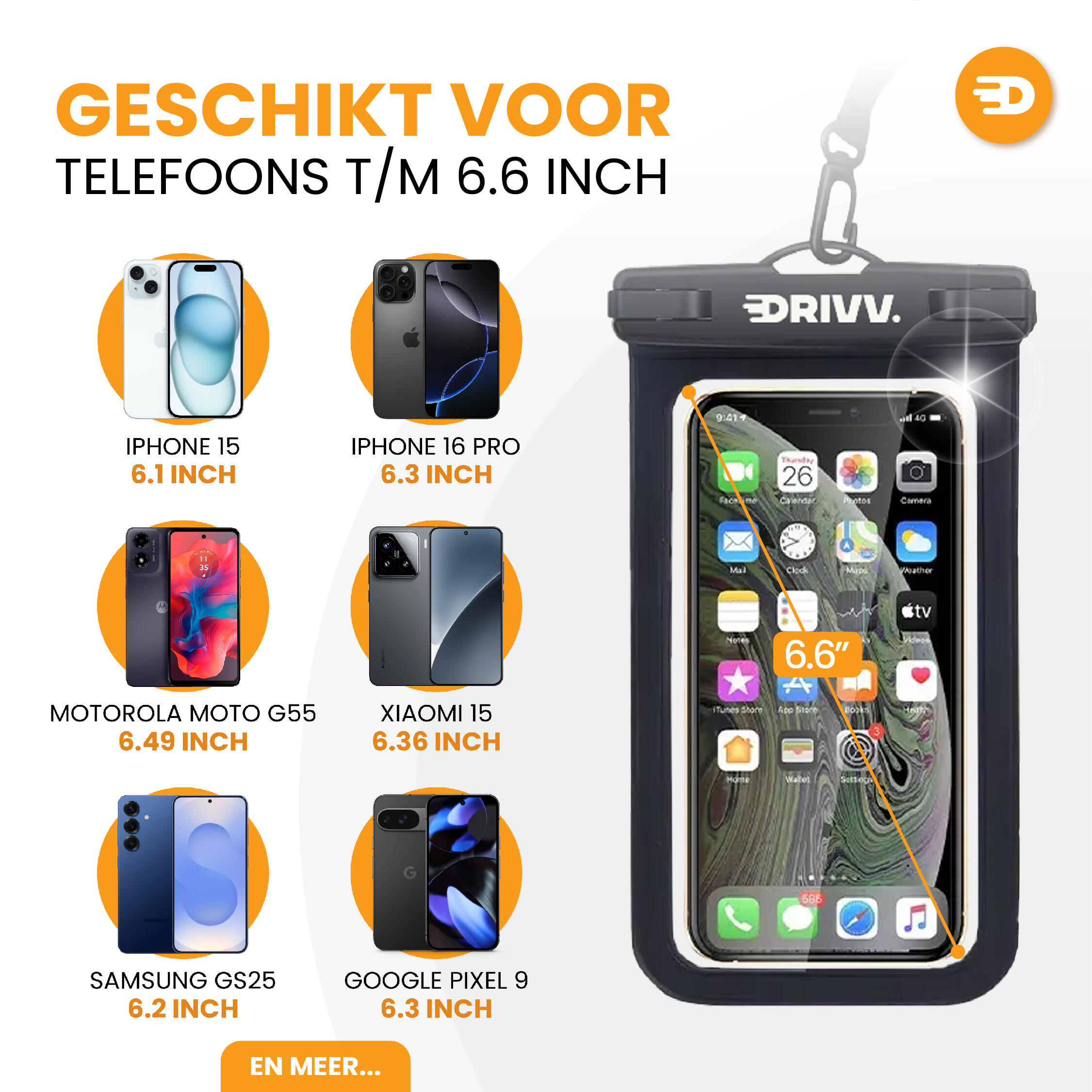 Waterdicht Telefoonhoesje - Set van 2 - Onderwater Hoesje - Zwart 4/7