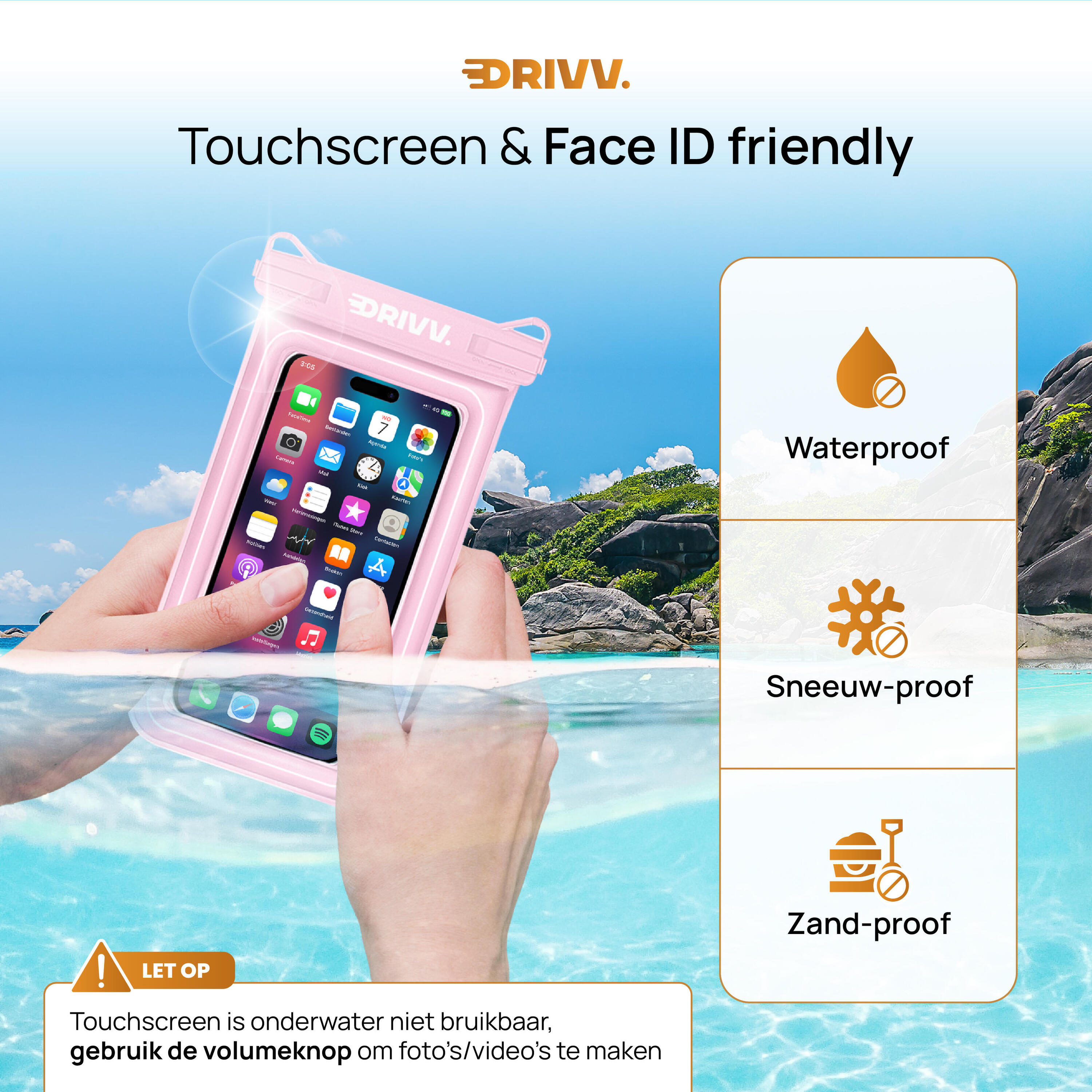 Waterdicht Telefoonhoesje - Drijvend 6.8 inch - Onderwater Hoesje - Roze 6/7