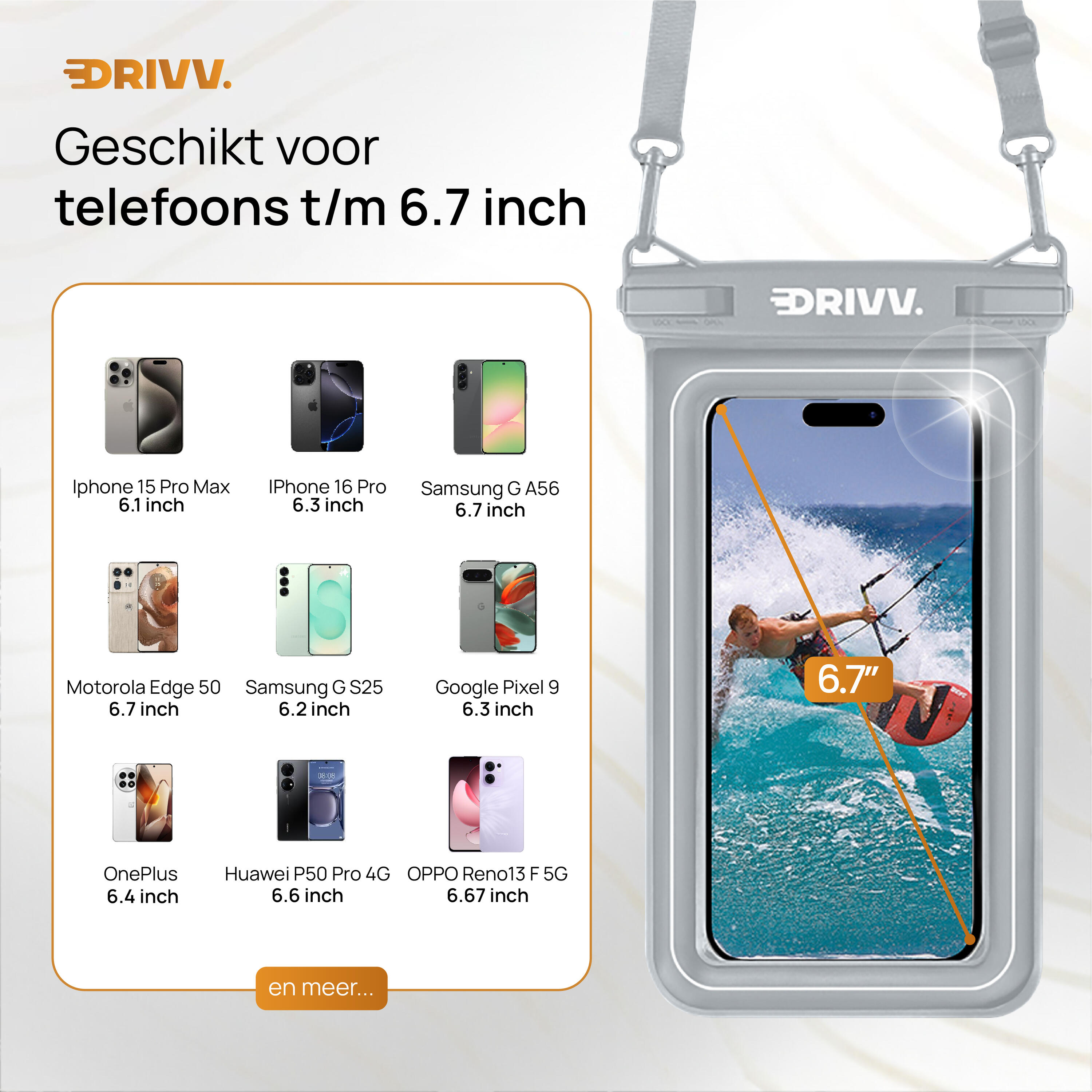 Waterdicht Telefoonhoesje - Drijvend 6.8 inch - Onderwater Hoesje - Grijs 4/5