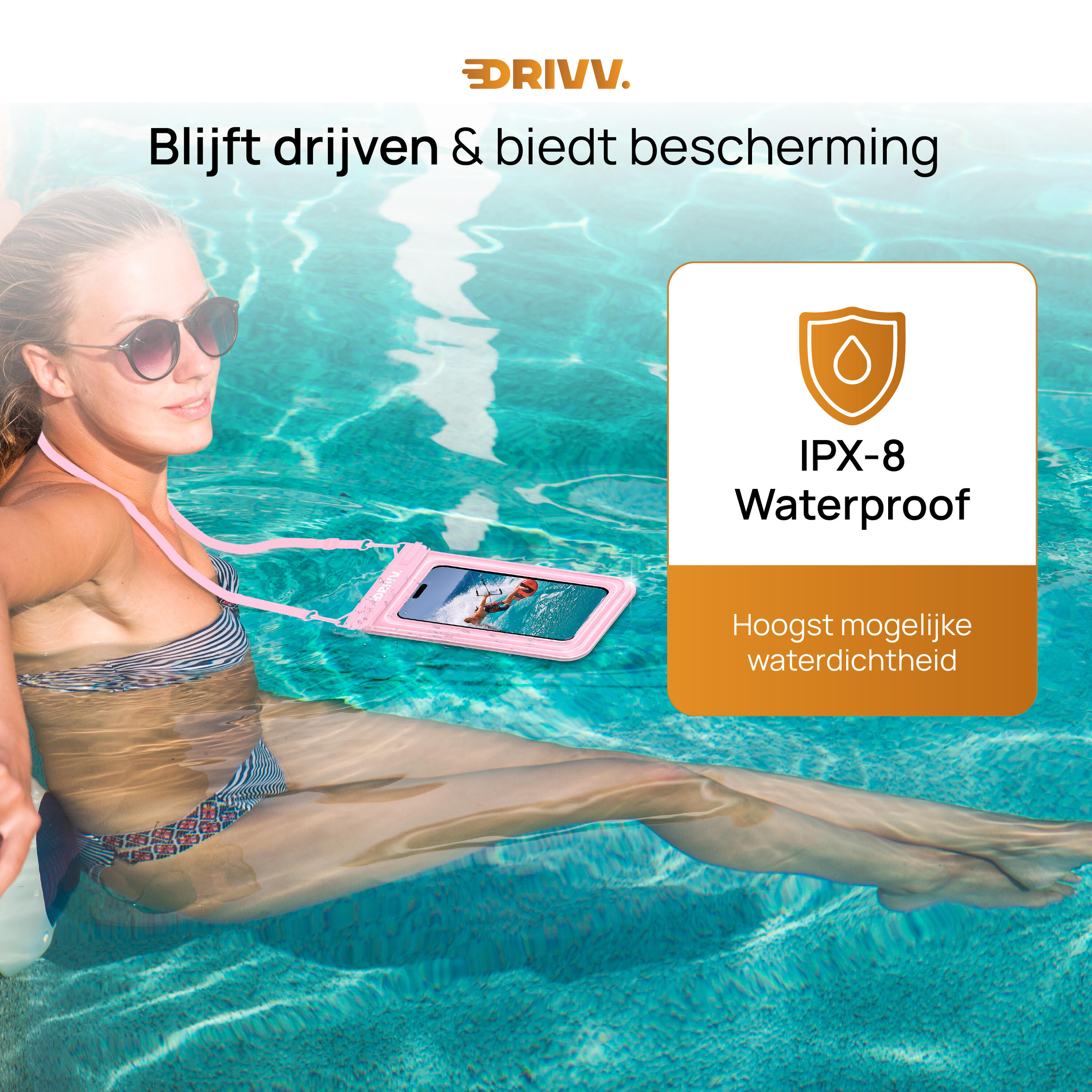 Waterdicht Telefoonhoesje - Drijvend 6.8 inch - Onderwater Hoesje - Roze 5/7