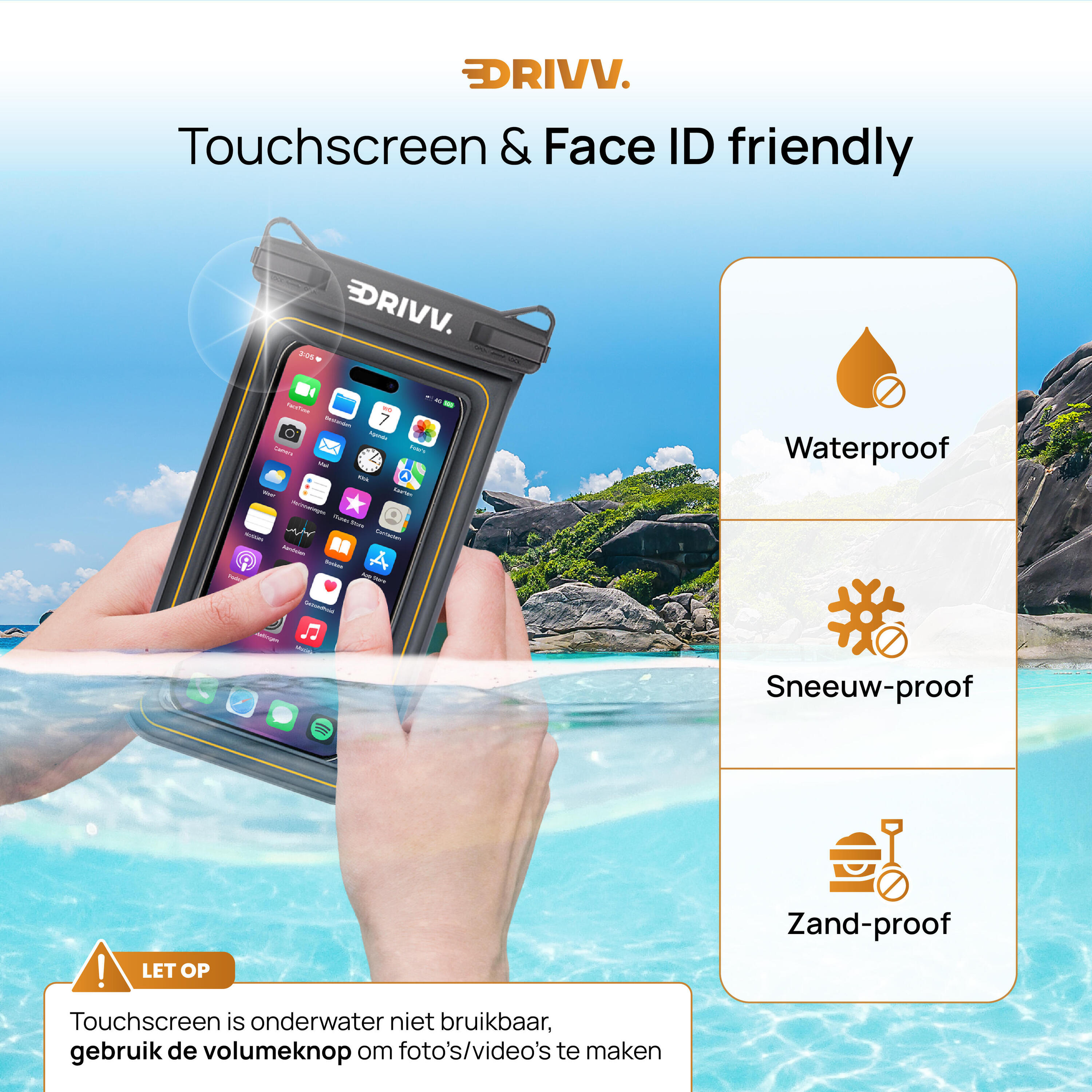 Waterdicht Telefoonhoesje - Drijvend 6.8 inch - Onderwater Hoesje - Zwart 4/6