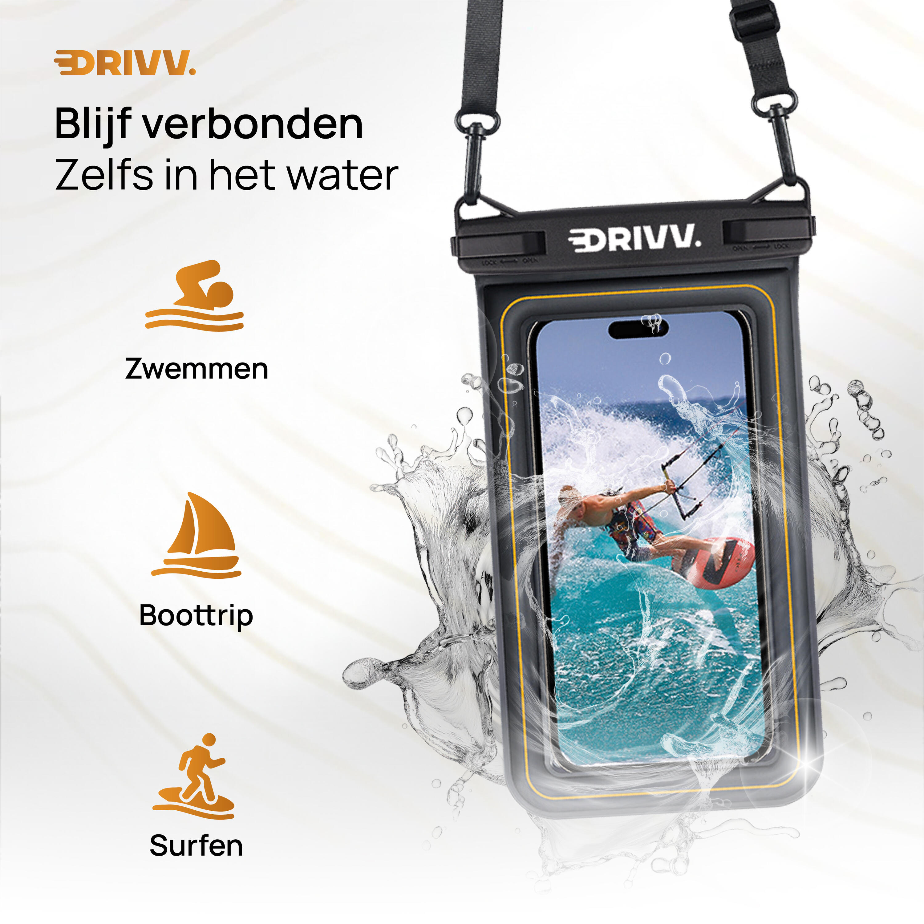 Waterdicht Telefoonhoesje - Set van 2 - Drijvend - Onderwater - Zwart & Grijs 4/6