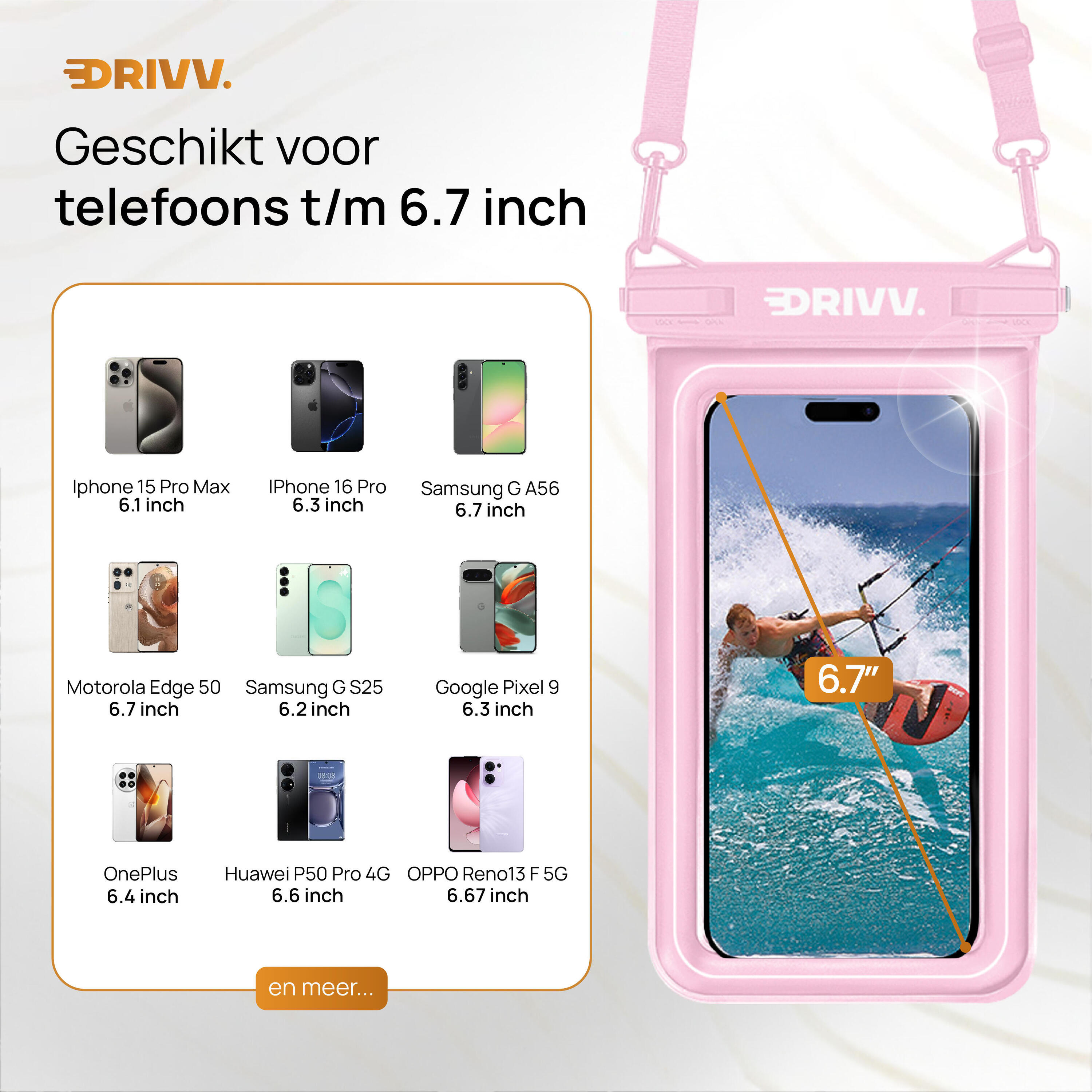 Waterdicht Telefoonhoesje - Drijvend 6.8 inch - Onderwater Hoesje - Roze 4/7