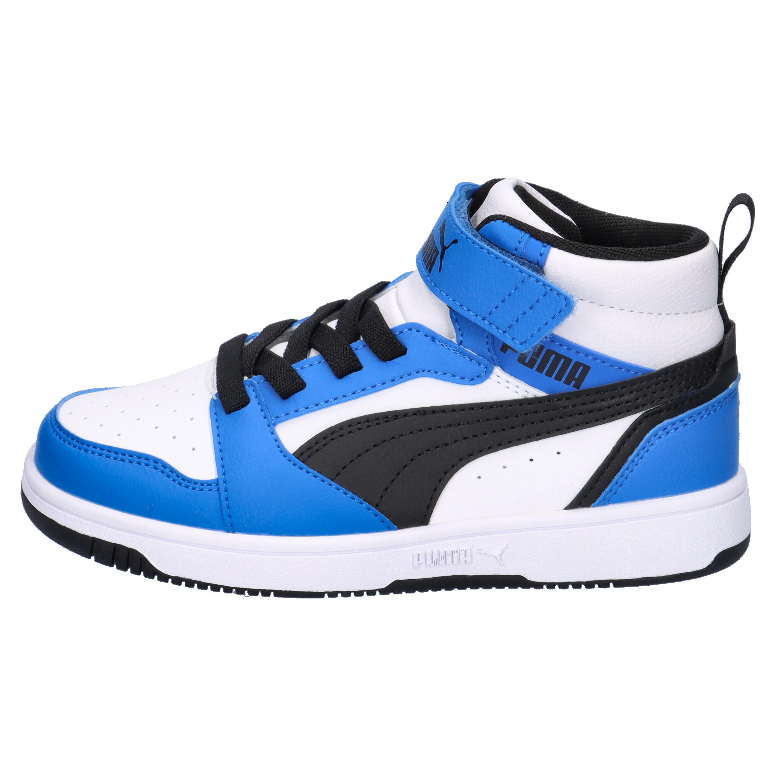 Rebound V6 Mid Sneakers Kinder PUMA White Black Racing Blue 10/15
