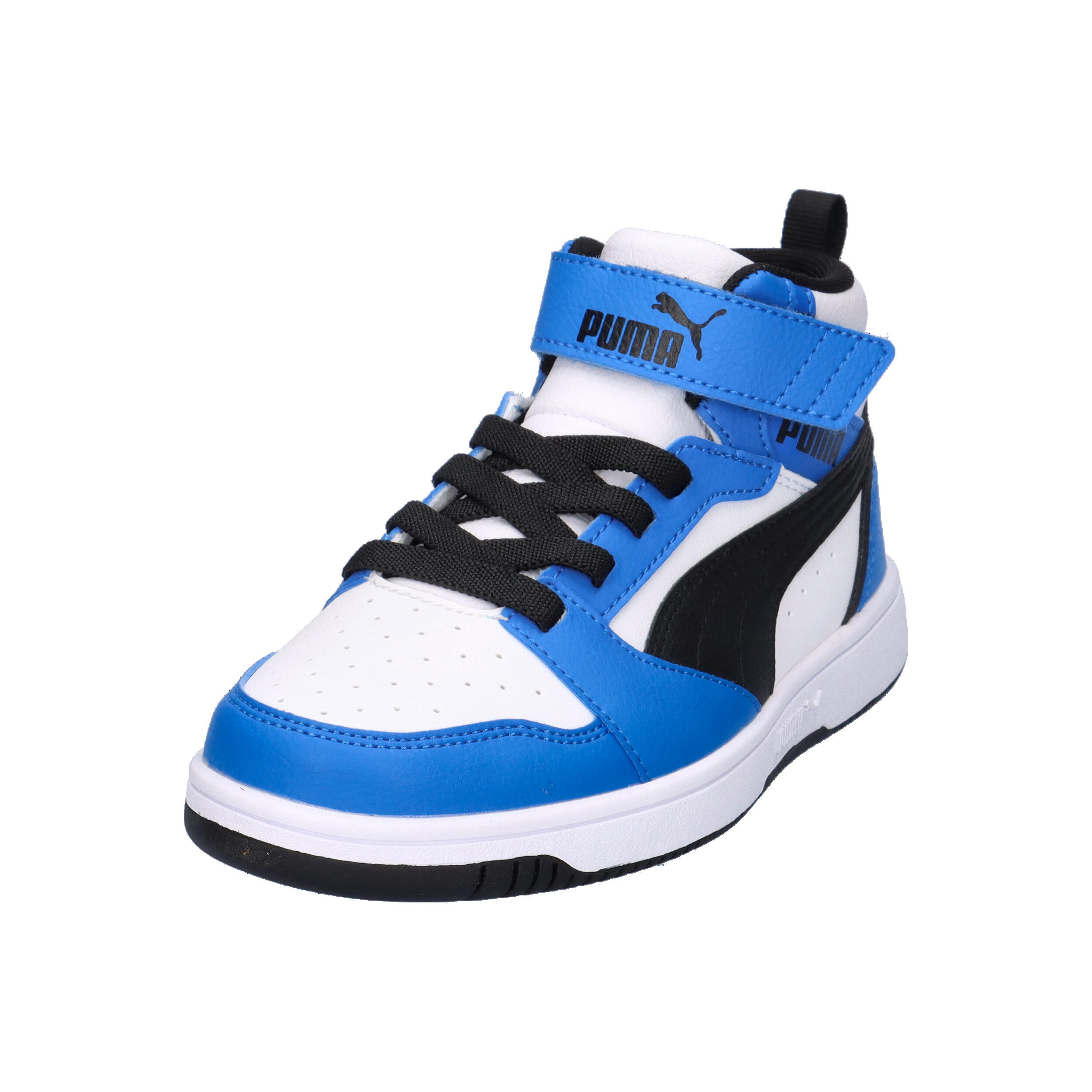Rebound V6 Mid Sneakers Kinder PUMA White Black Racing Blue 9/15