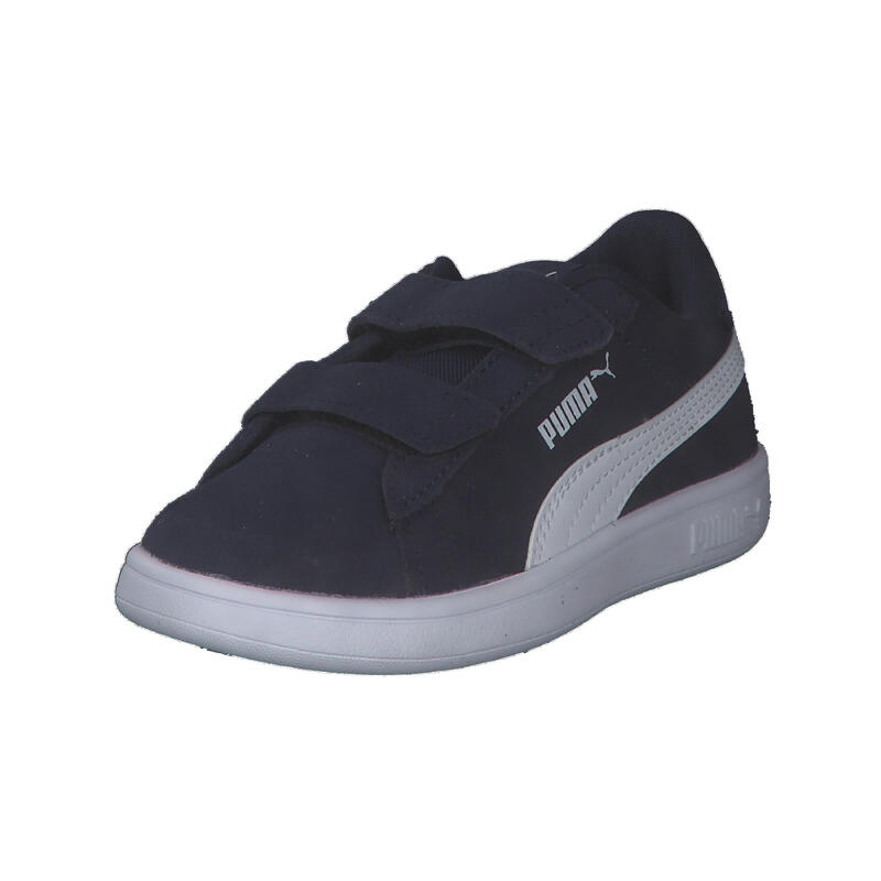 Pantofi Smash 3.0 din piele intoarsa copii PUMA Navy White Blue