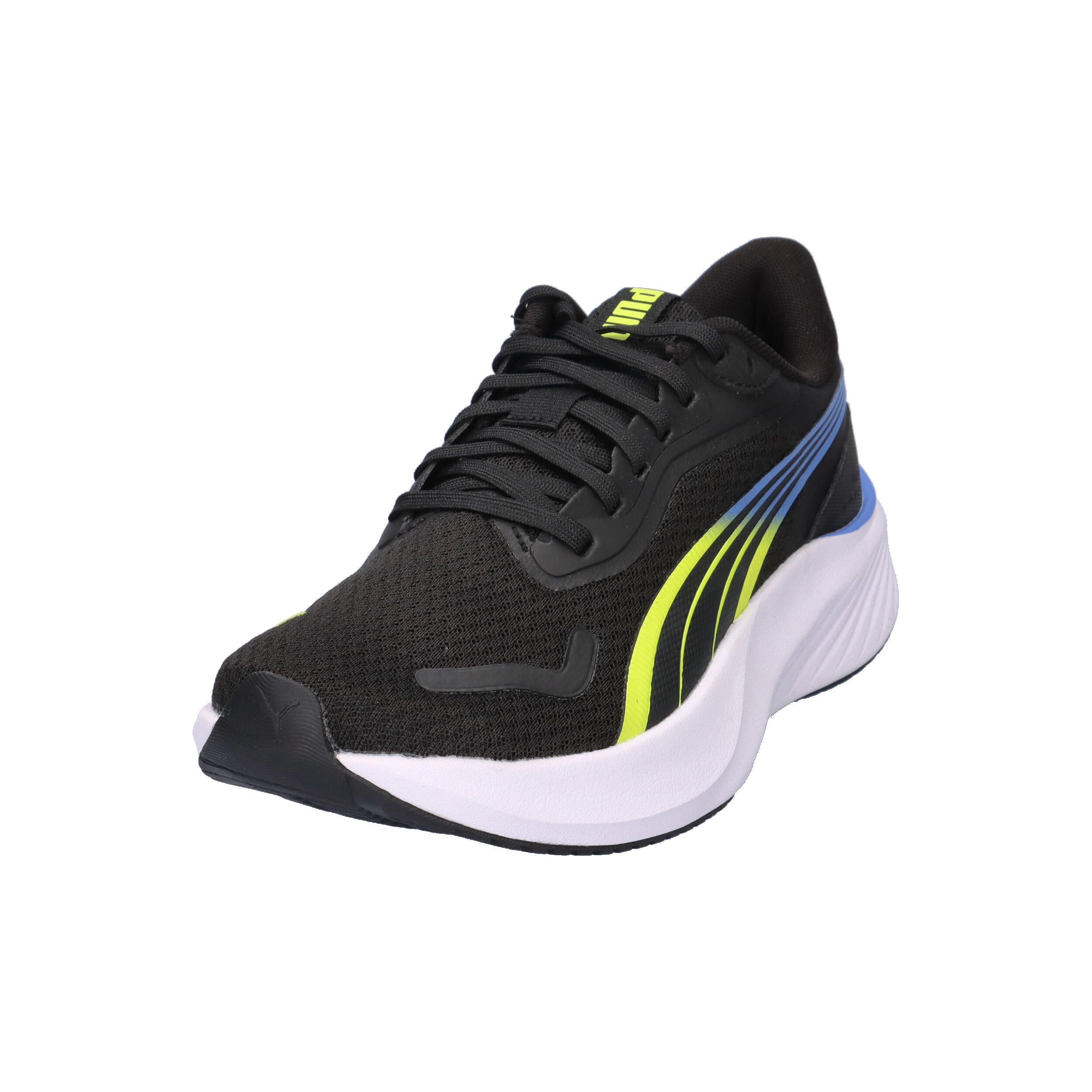 PUMA Pounce Lite Jr kids indoor trainers 401512 11 Black-lime sapphire 9/15