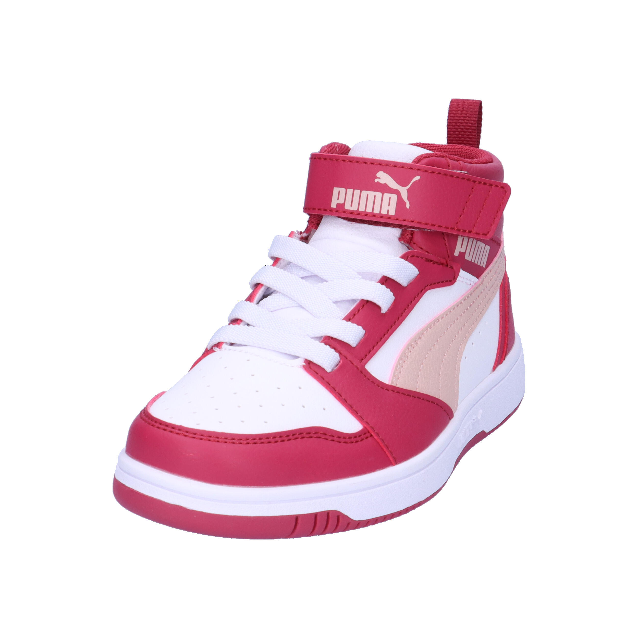Rebound V6 Mid Sneakers Kinder PUMA Port Rose Quartz White Red Pink 9/15