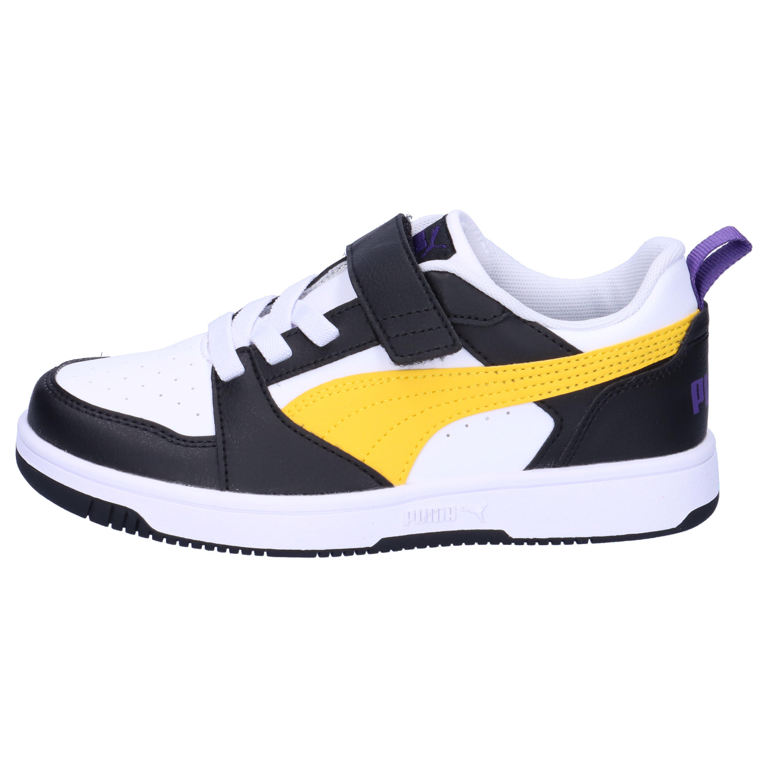 PUMA Rebound V6 Lo Sneakers Kinder PUMA Black Yellow Sizzle White 10/15