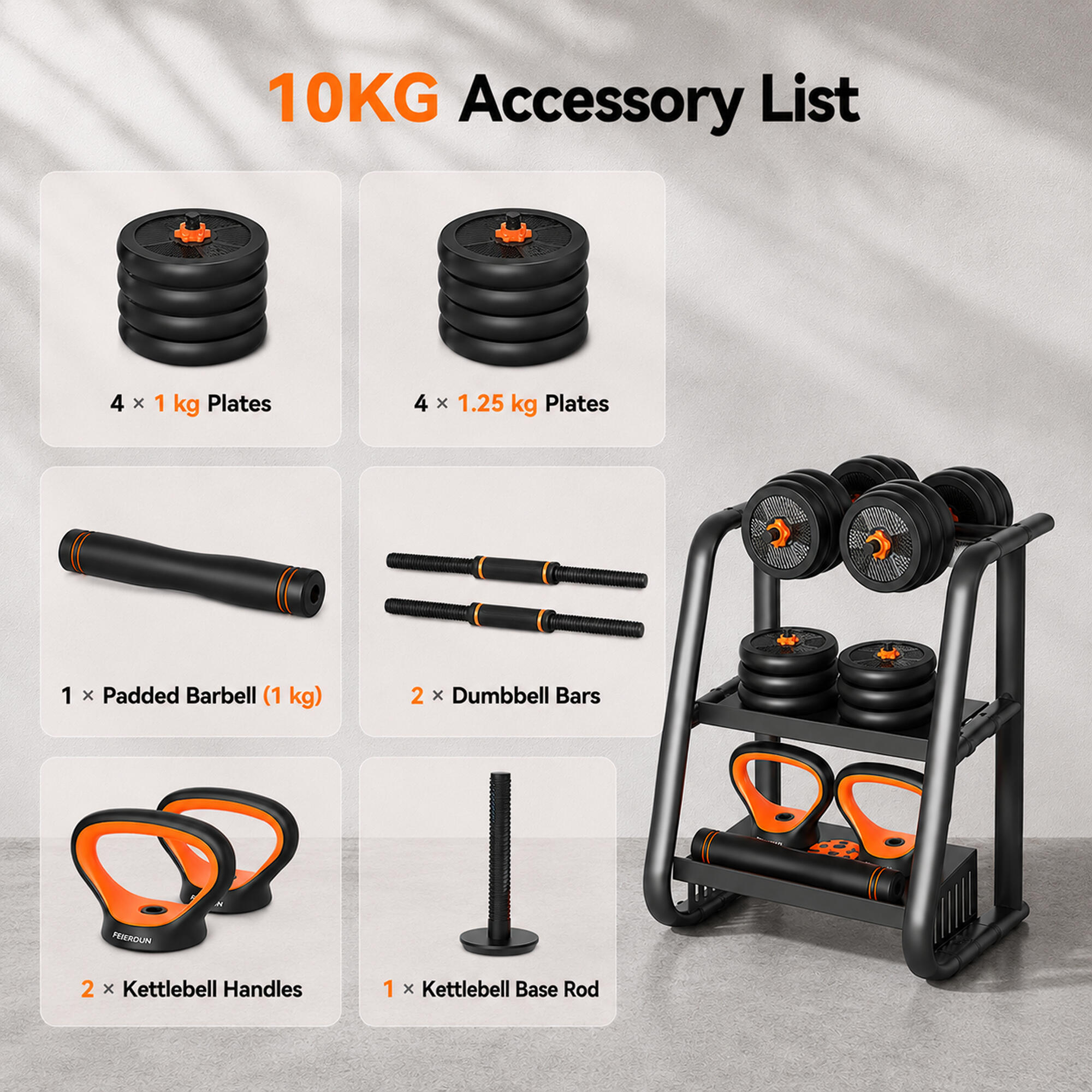 Set Hantel + Stange + Kettlebell Xiaomi Fed 10 kg 3/7