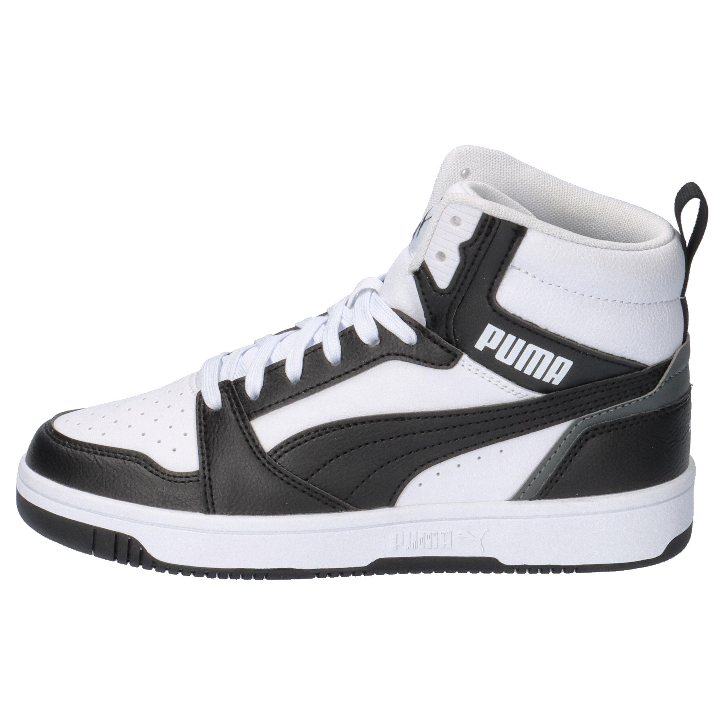 Sneakers Rebound V6 Mid da ragazzi PUMA White Black Shadow Gray 10/15