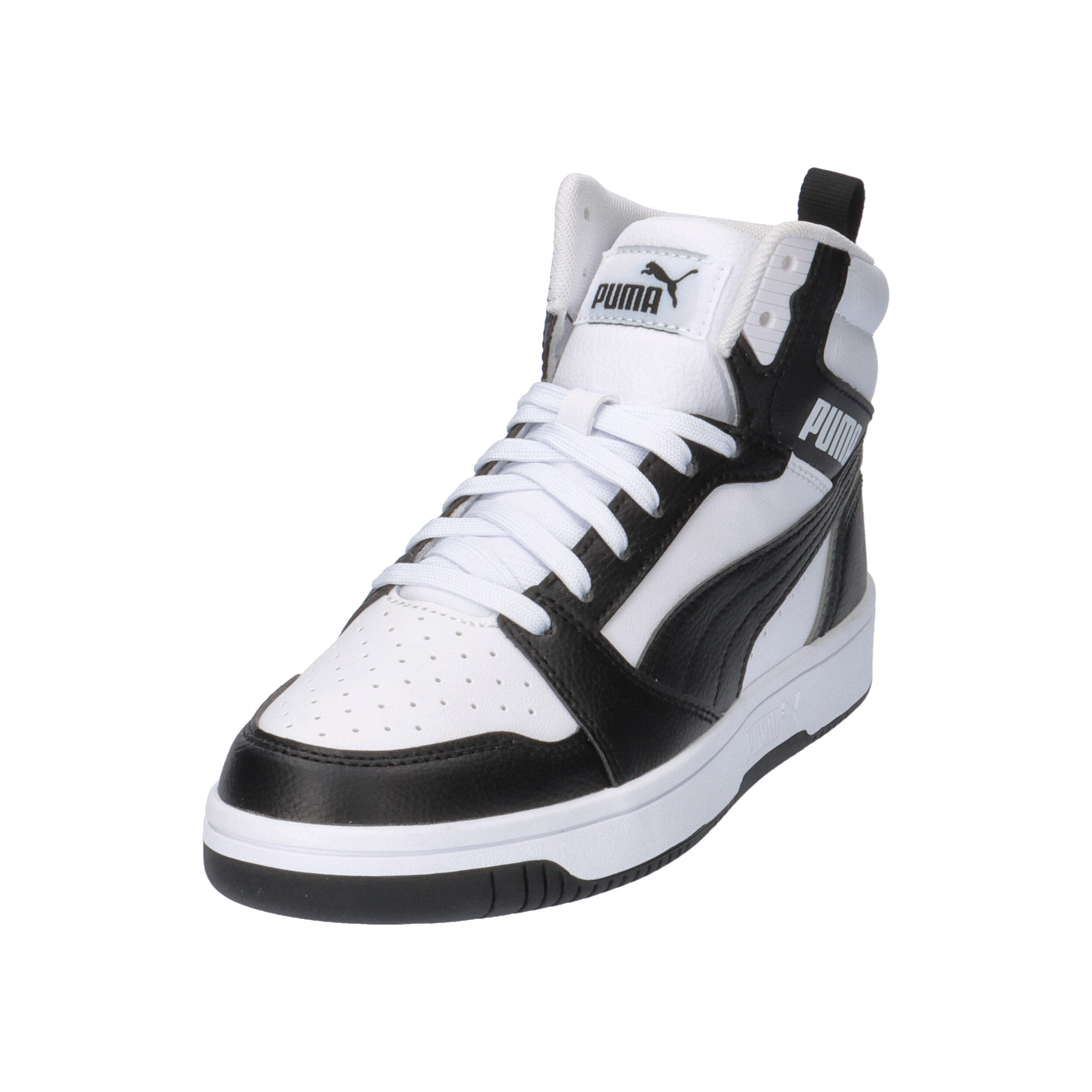 Sneakers Rebound V6 Mid da ragazzi PUMA White Black Shadow Gray 9/15