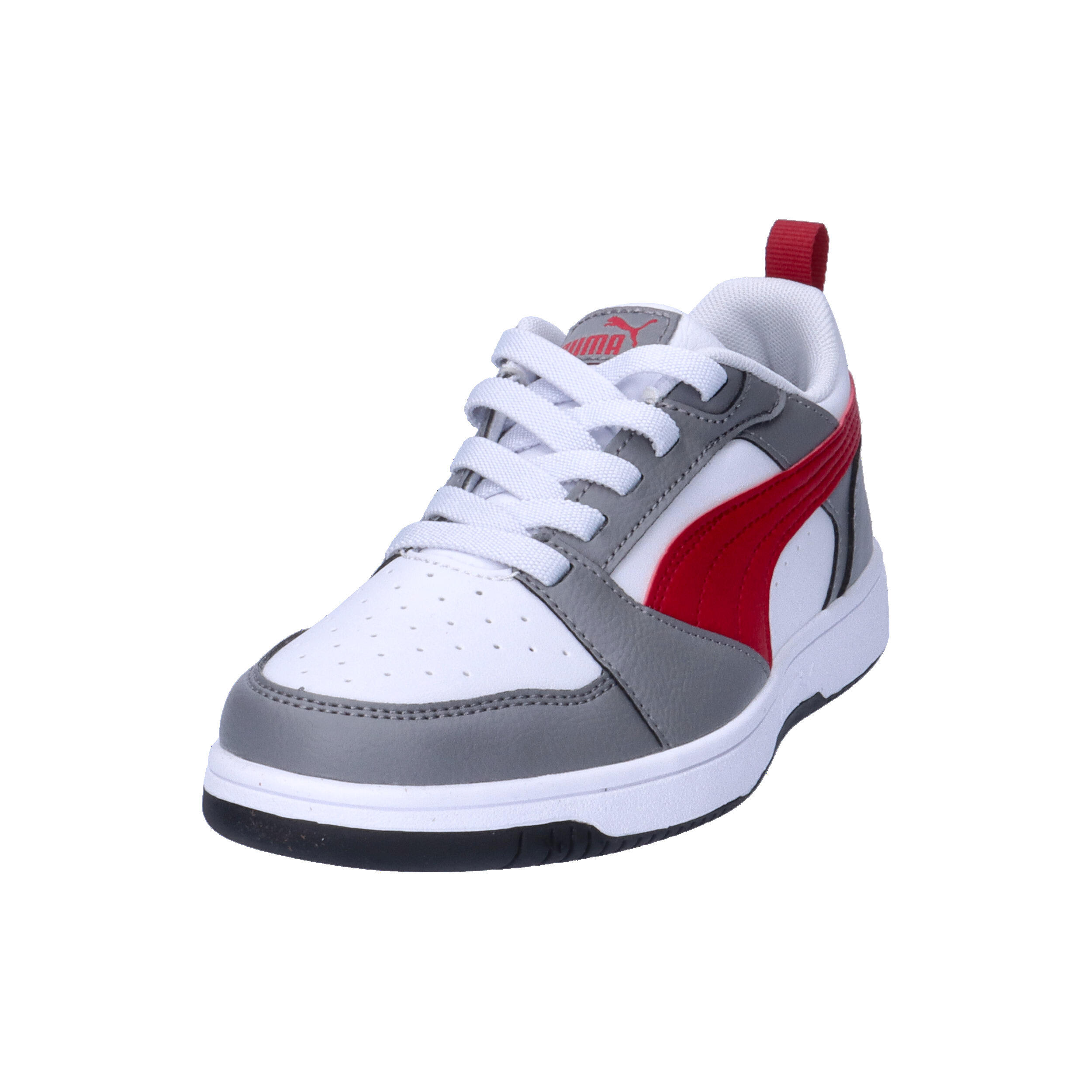 Puma Rebound V6 Lo AC PS Unisex Kinder Sneaker 396742 09 weiß/grau/rot 9/15