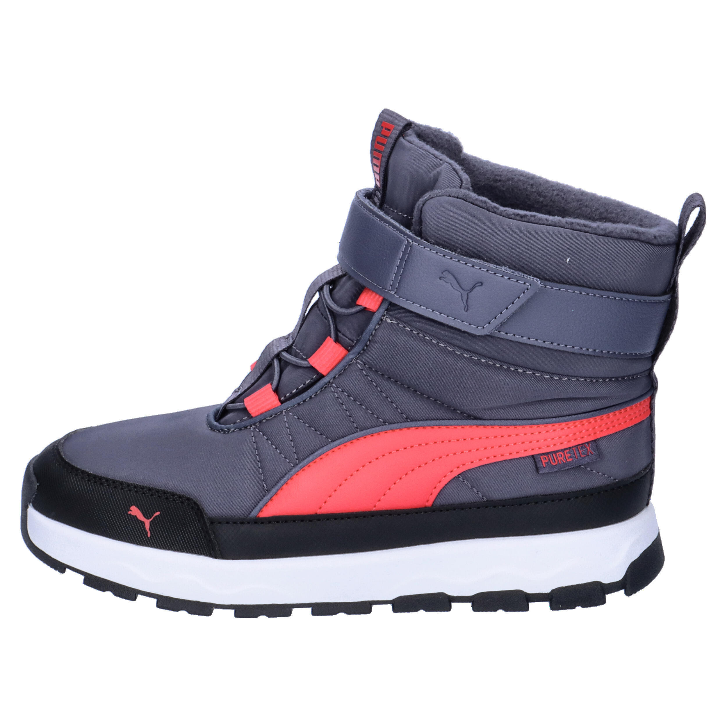 PUMA Evolve Puretex Stiefel Jugendliche PUMA Galactic Gray Tart Cherry Black Red 10/10