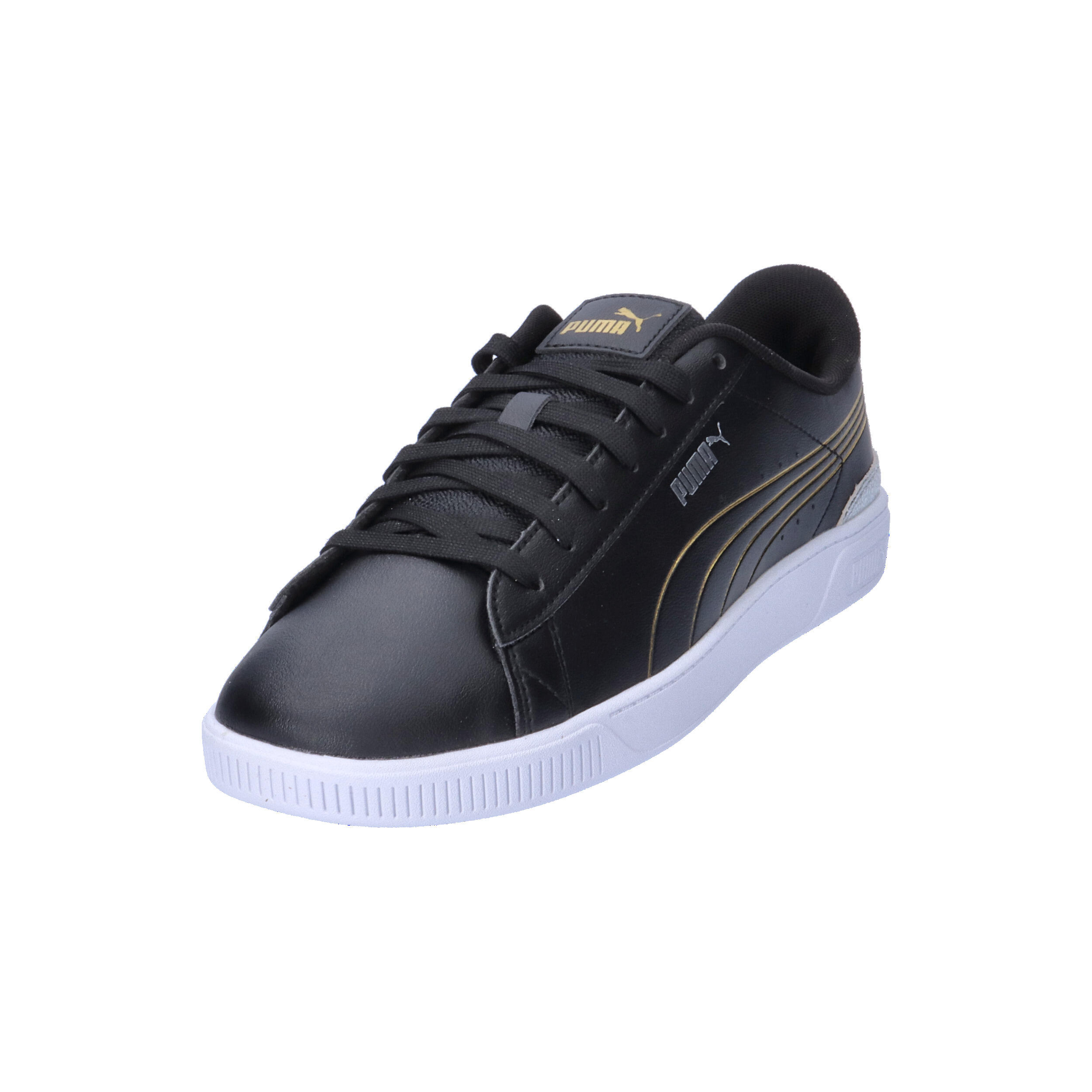 Vikky v3 Metallisch glänzende Sneakers Damen PUMA Black Gold White 9/15