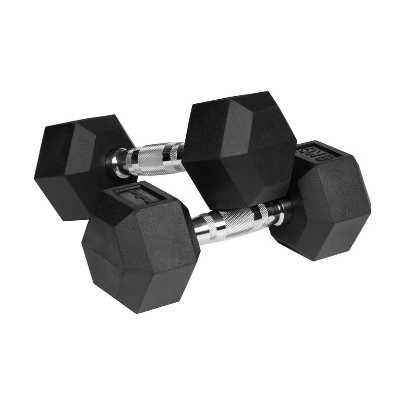 HEX 2x8kg haltere din fontă cauciucată Set hexagonal Rebel 16kg SOLID