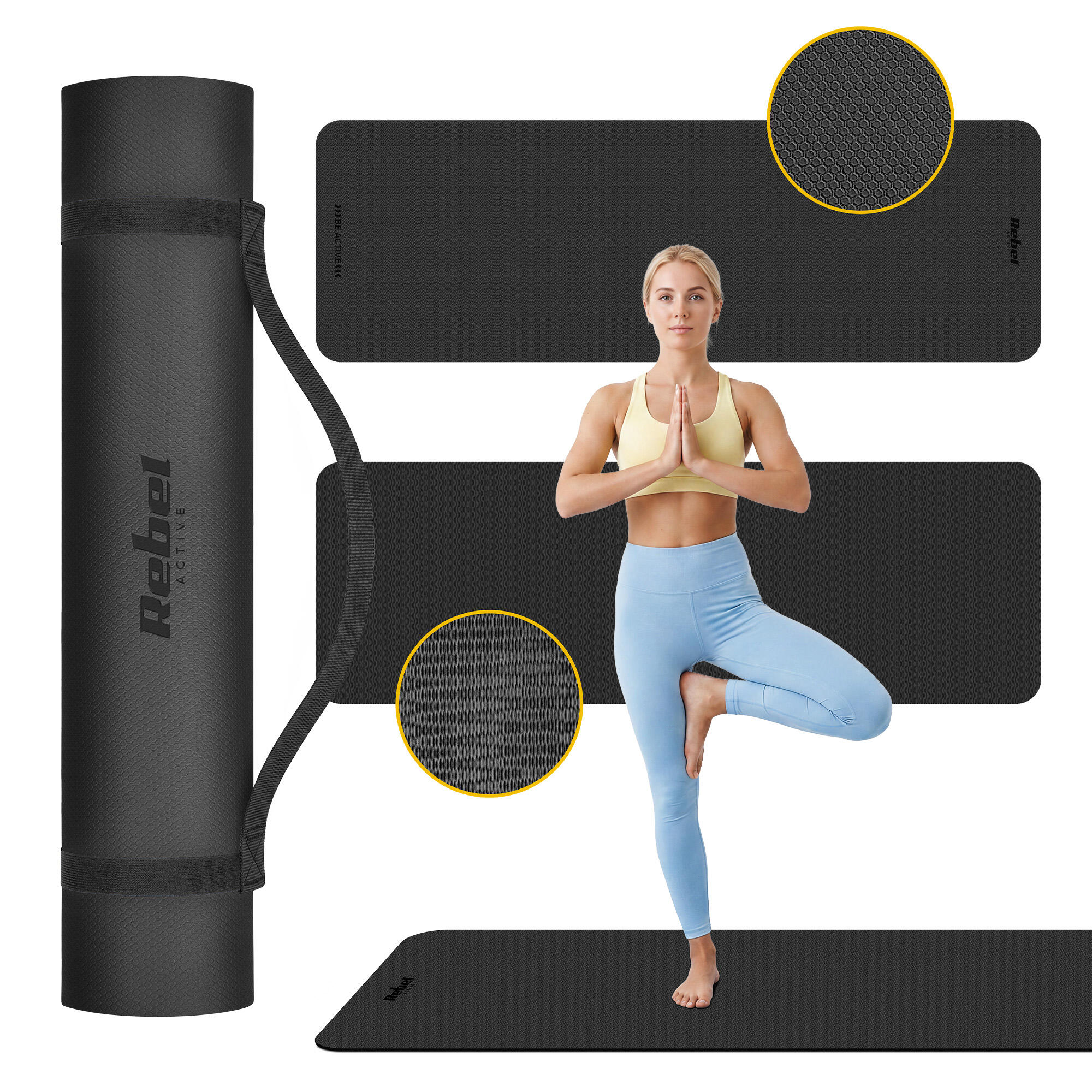 Saltea de gimnastică pentru yoga pilates fitness 6mm carimat REBEL