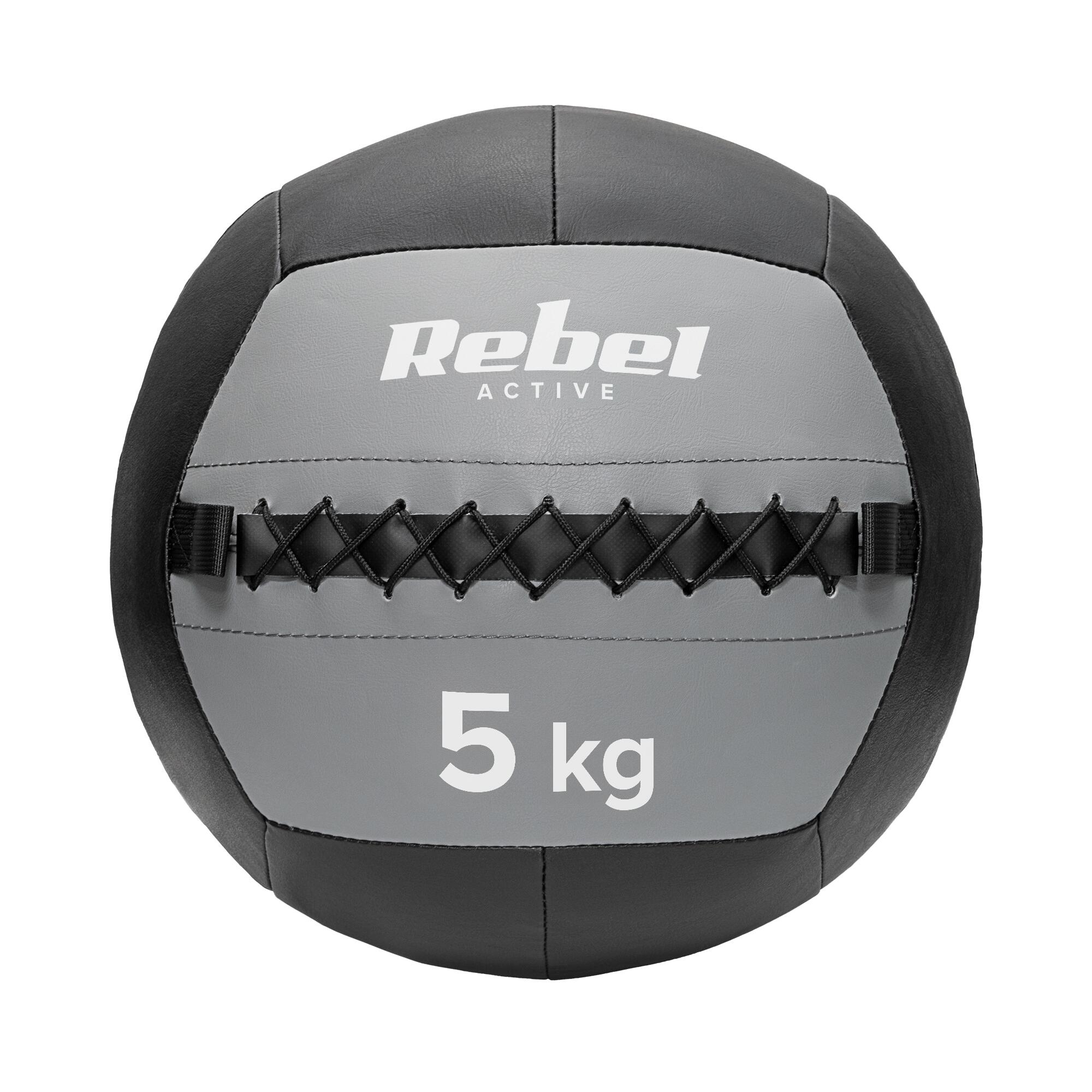 Piłka lekarska rehabilitacyjna do ćwiczeń 5 kg Rebel skórzana 2/7