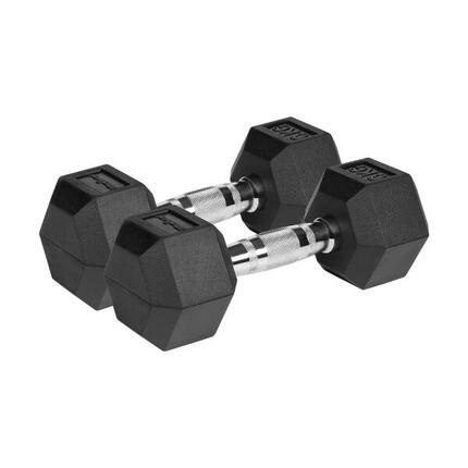 Hantle żeliwne gumowane hexagonalne hantel żeliwny HEX 2x 2,5 kg REBEL