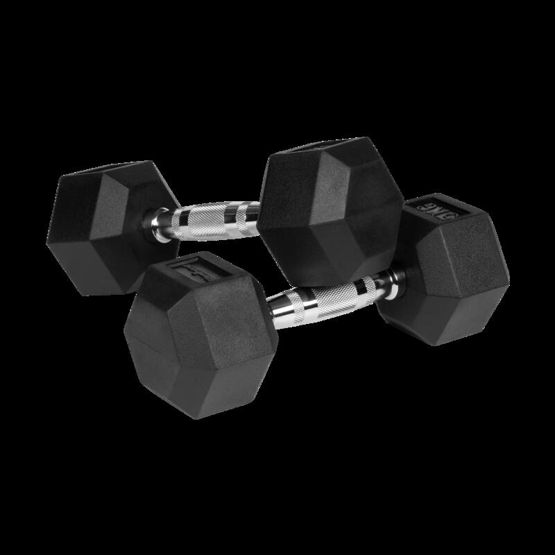 HEX 2x5kg haltere cauciucate din fontă Set hexagonal Rebel 10kg SOLID
