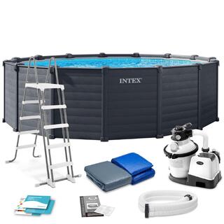 INTEX INTEX 26384ND - PISCINA GRAPHITE CM 478X124 POMPA A SABBIA, SCALETTA DOPPIA, TEL