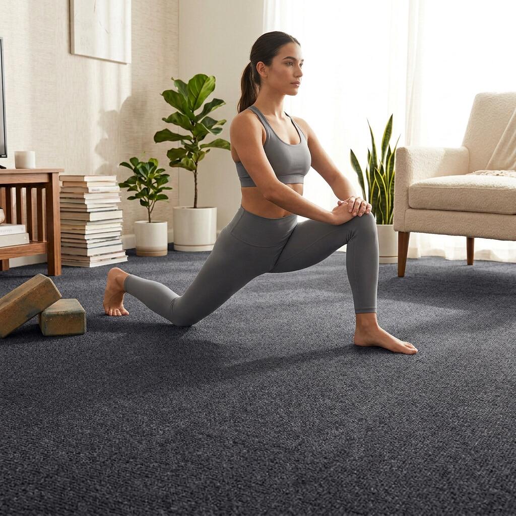 Alfombra Moqueta Adhesiva Gris 50x50 (20M2) para yoga, pilates 2/5