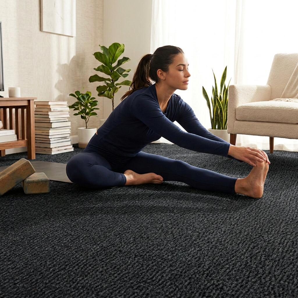 Alfombra Moqueta en loseta Báltica Antracita 50x50 cm para yoga, pilates 3/5
