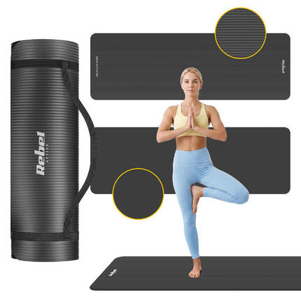 Mata gimnastyczna do ćwiczeń do jogi pilatesu fitness 1,5cm karimata REBEL