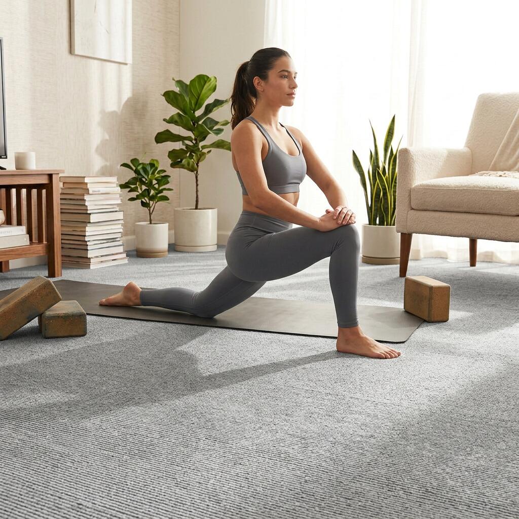 Alfombra Moqueta en loseta Capuleto Gris Claro 50x50 (5M2) para yoga, pilates 3/4