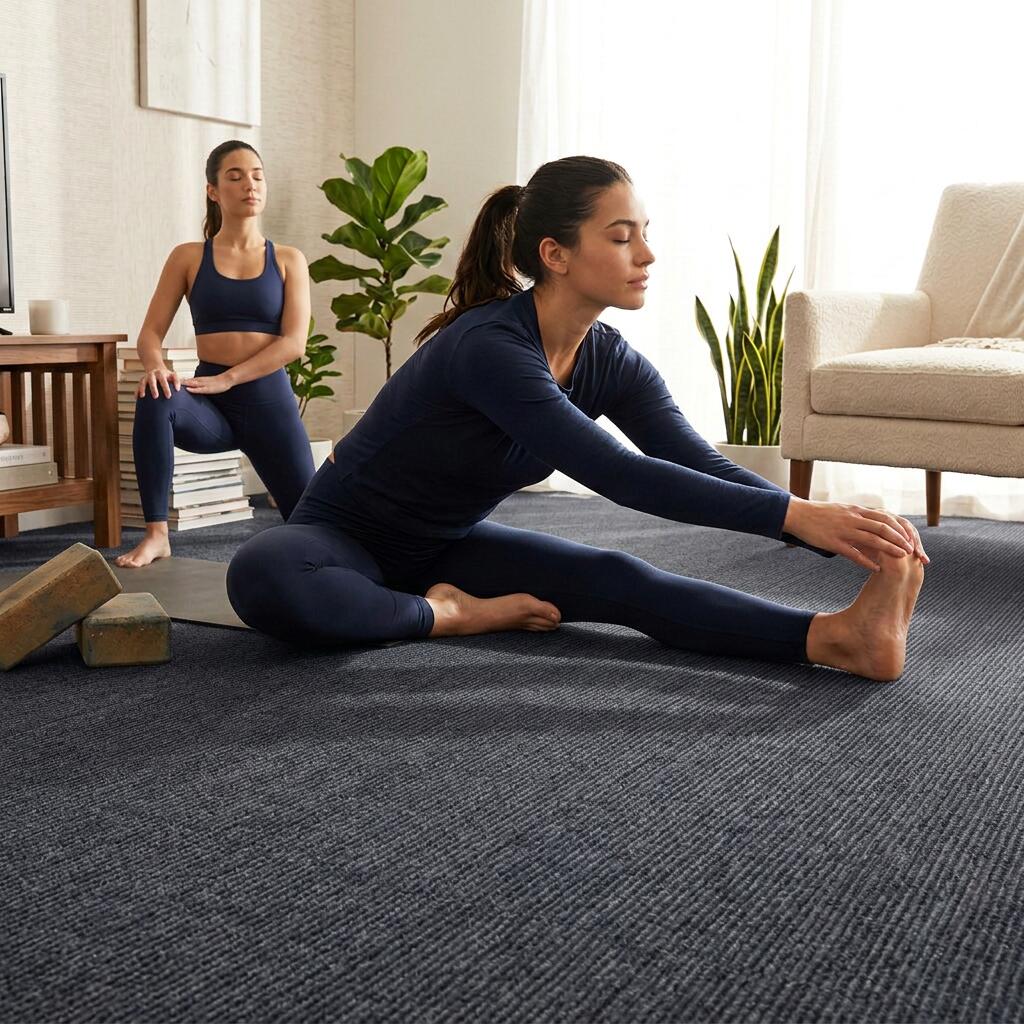 Alfombra Moqueta Adhesiva Negro 50x50 (5M2) para yoga, pilates 3/6