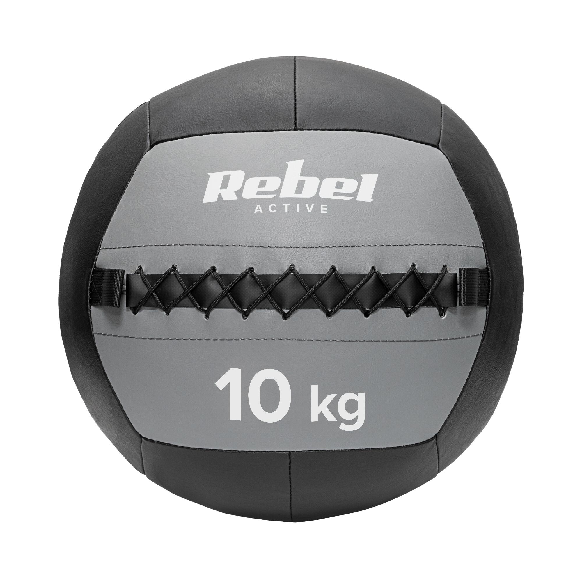 Piłka lekarska rehabilitacyjna do ćwiczeń 10 kg Rebel skórzana 2/7