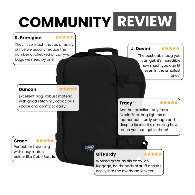 Rucsac CABINZERO Classic 36L, Negru, Unisex
