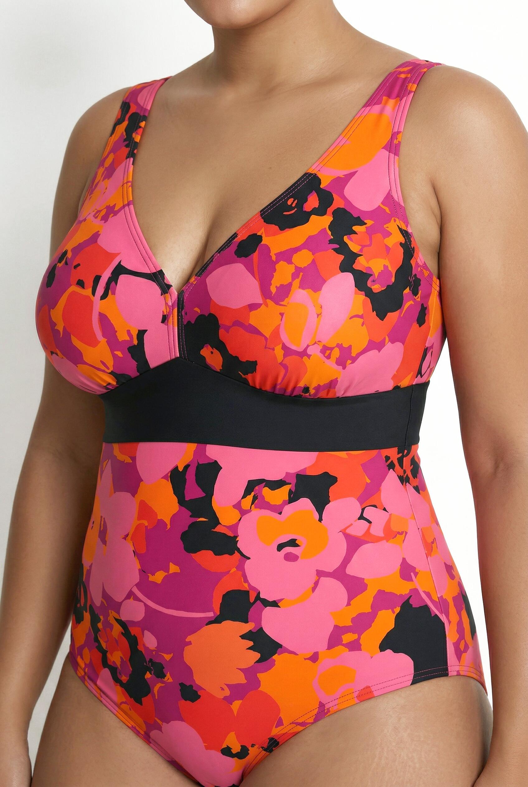 Femme Maillot de bain motif fleurs bonnets souples et matière recyclée 4/7
