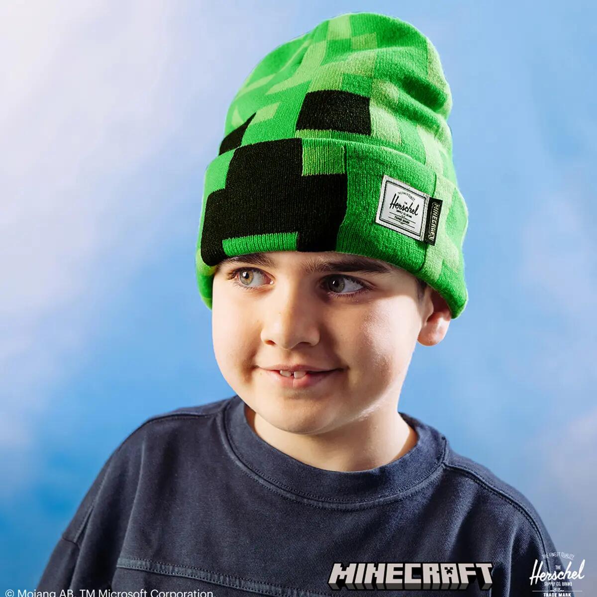Bonnet à revers MINECRAFT ELMER unisex vert fluo 4/4