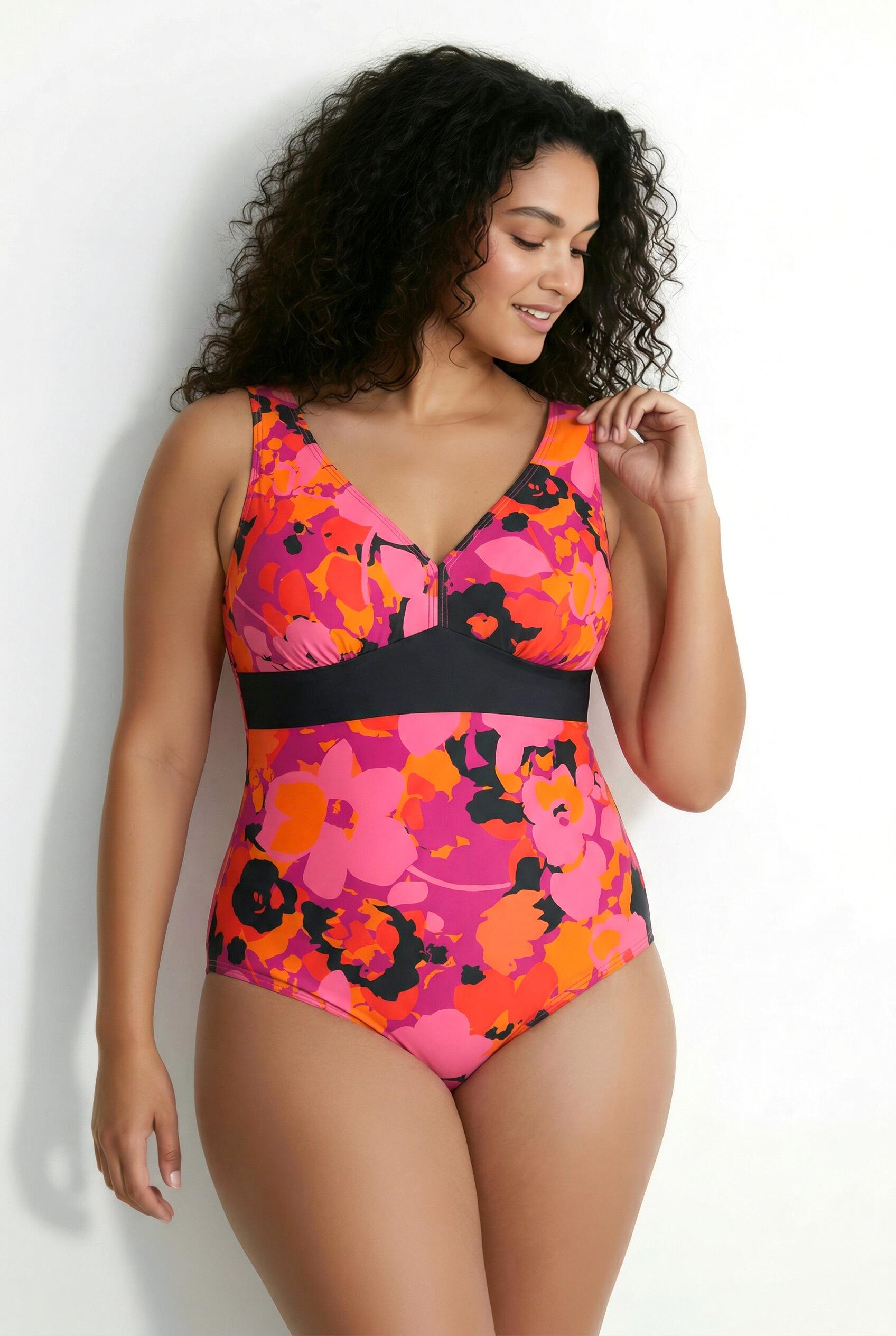 Femme Maillot de bain motif fleurs bonnets souples et matière recyclée 6/7