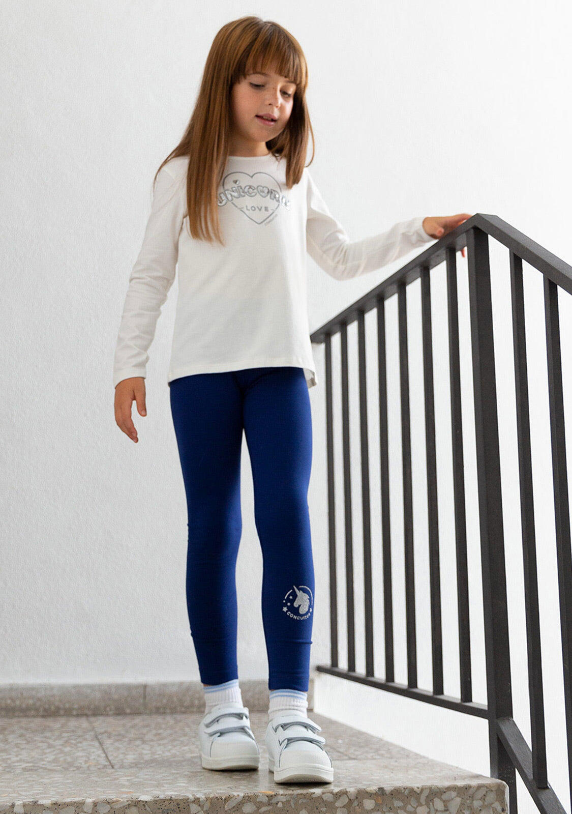 Leggings de Niña en Azul Marino 3/4