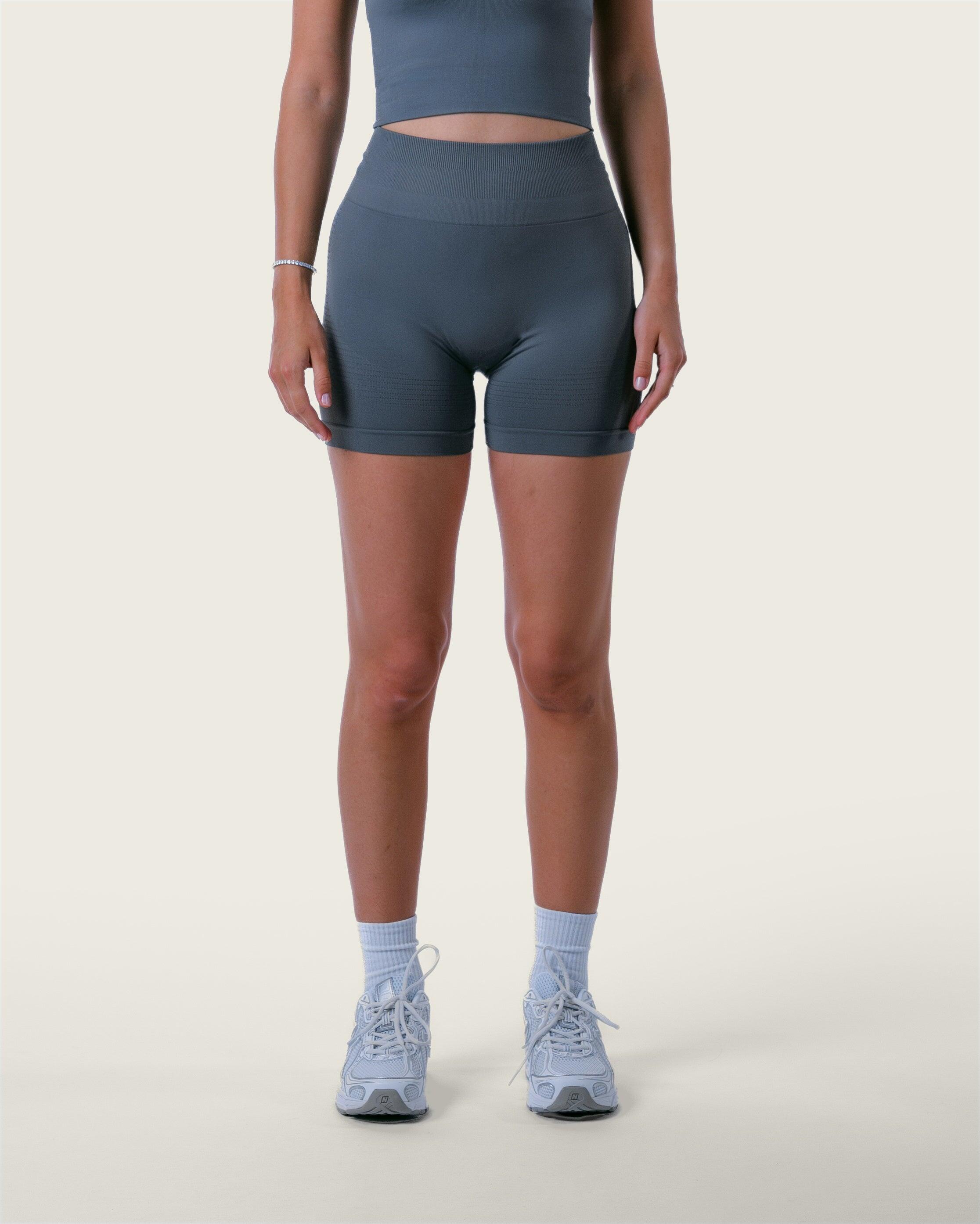 Dames naadloze short met hoge taille voor gym, pilates en yoga – leigrijs 2/5