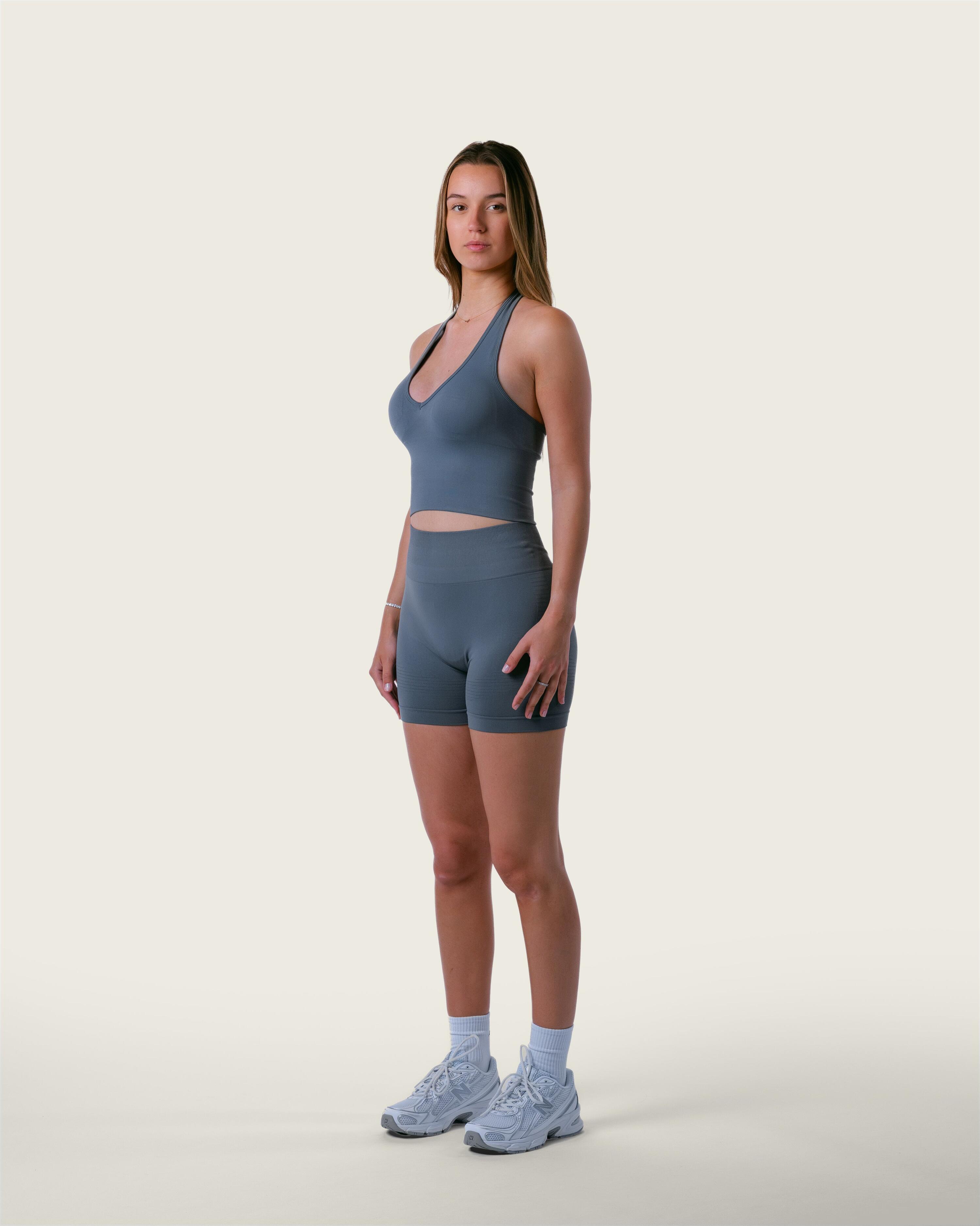 Dames naadloze short met hoge taille voor gym, pilates en yoga – leigrijs 5/5