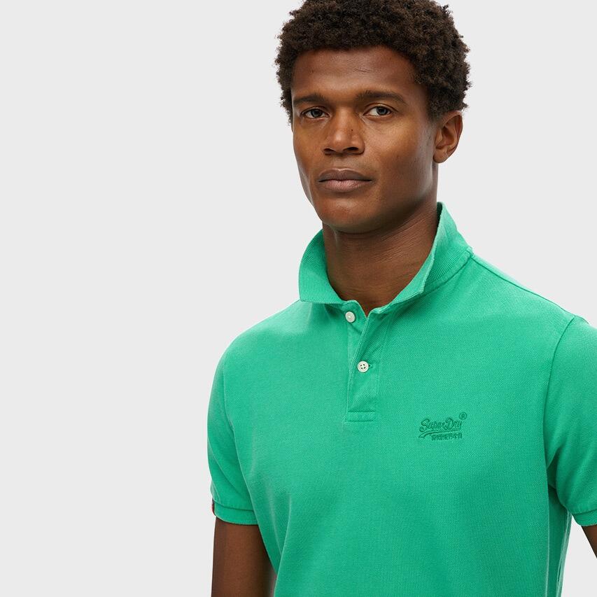 Heren Polo Shirt Vintage Destroy Logo Groen 3/4