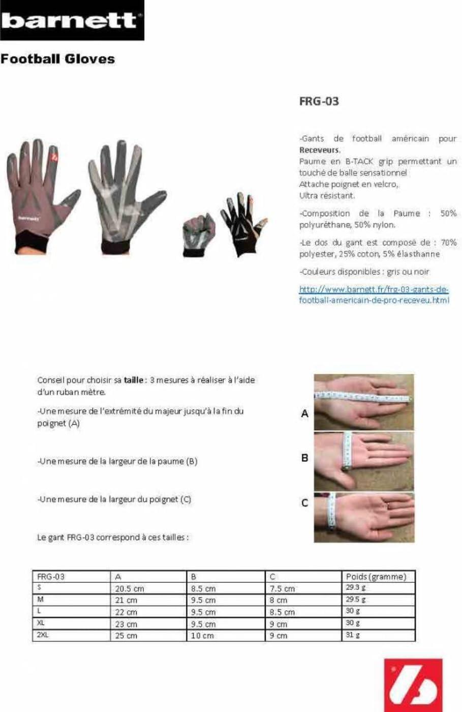 FRG-03 Junior American-Football-Receiver-Handschuhe, Schwarz, S 5/6