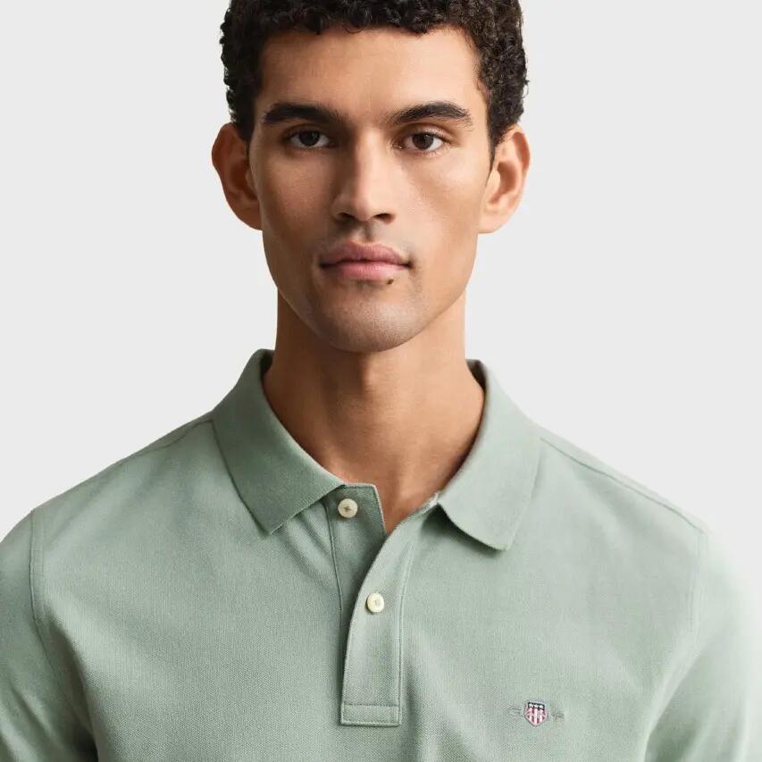 Heren Polo Shirt Pique Shield Logo Groen III 4/6