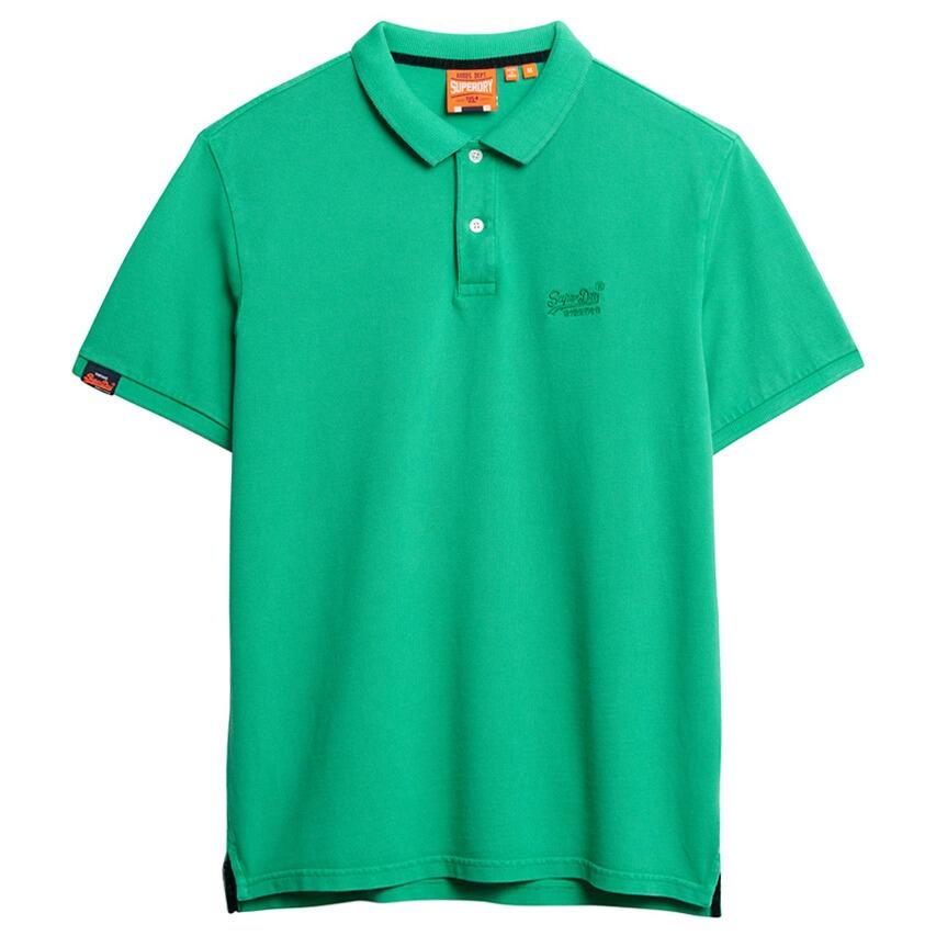 Heren Polo Shirt Vintage Destroy Logo Groen 1/4