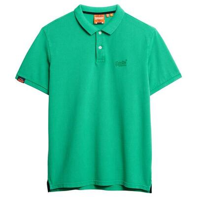 Heren polo shirt vintage destroy logo groen