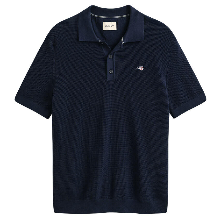 Heren Polo Shirt Textured Cotton Blauw 6/6