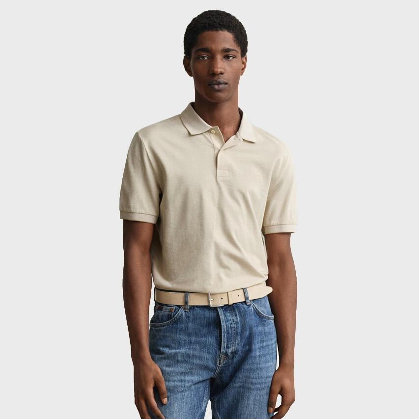 Heren Polo Shirt 2 Tone Beige 2/5