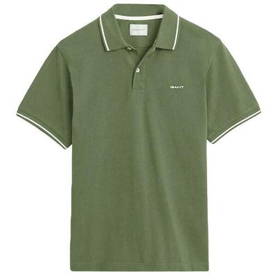 Heren polo shirt pique tipping groen