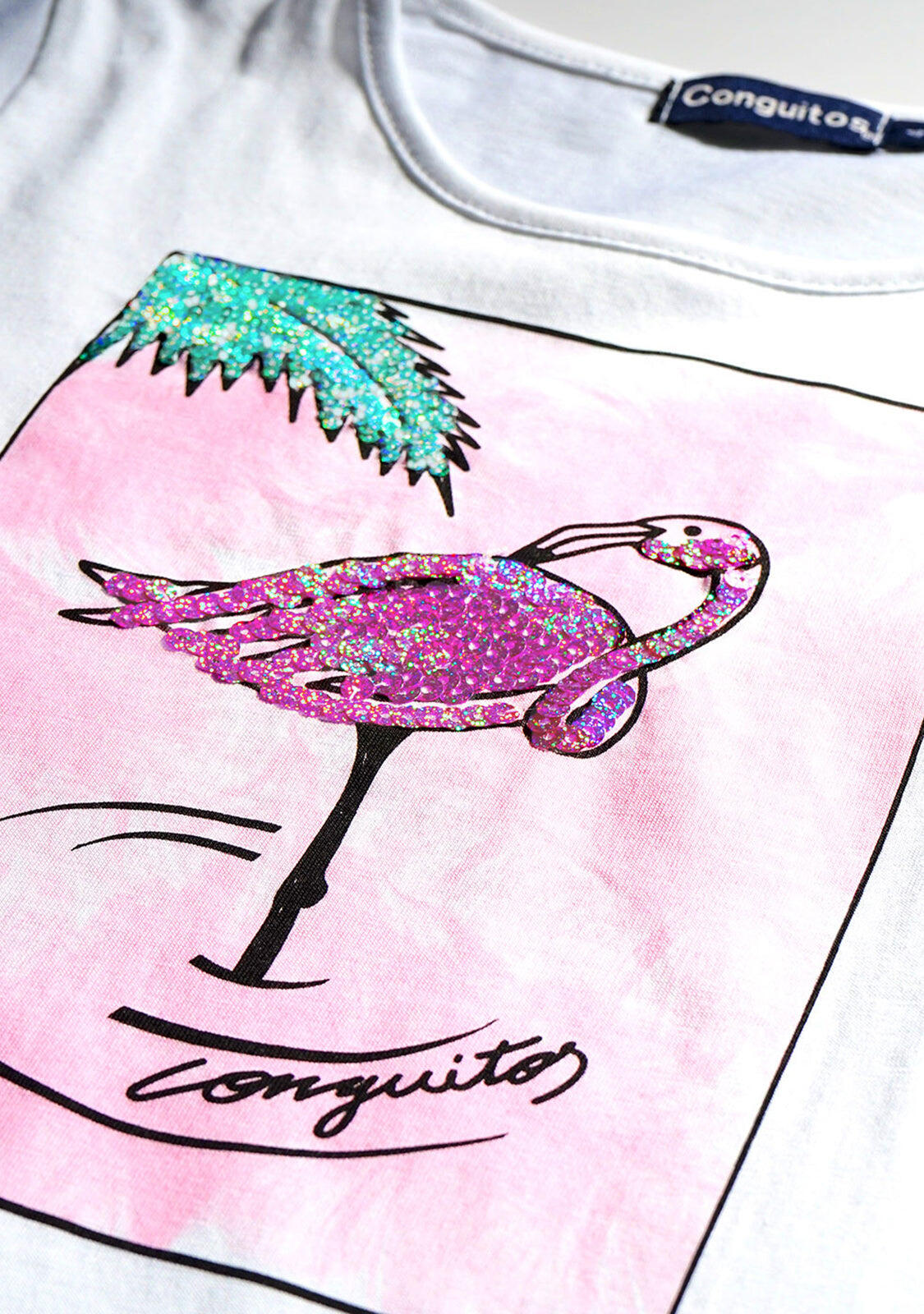 Camiseta de Niña Flamenco Lentejuelas 3/4